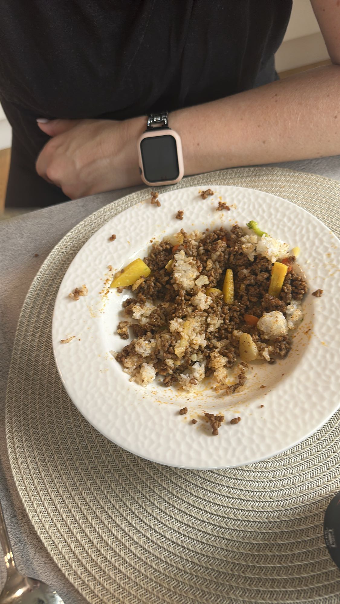 Köttfärs med ris och grönsaker