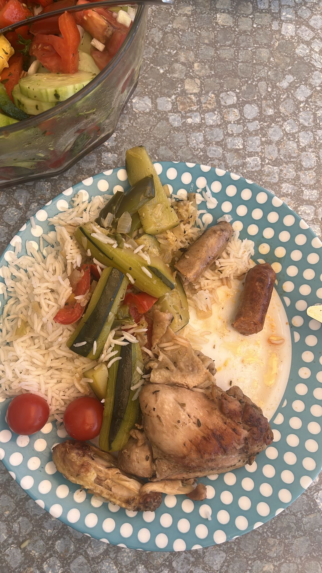 Poulet, riz et légumes