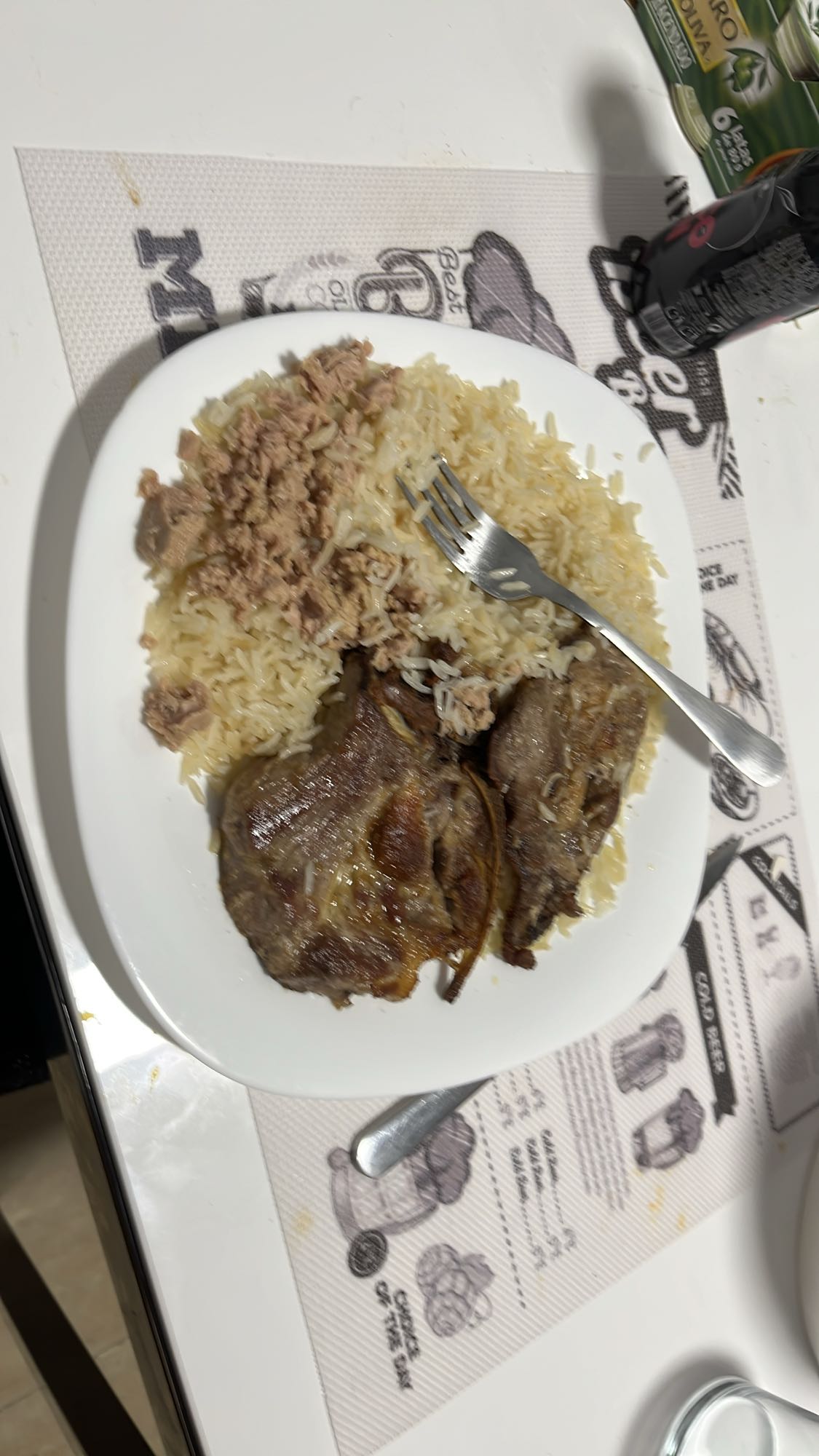arroz con atún y cordero