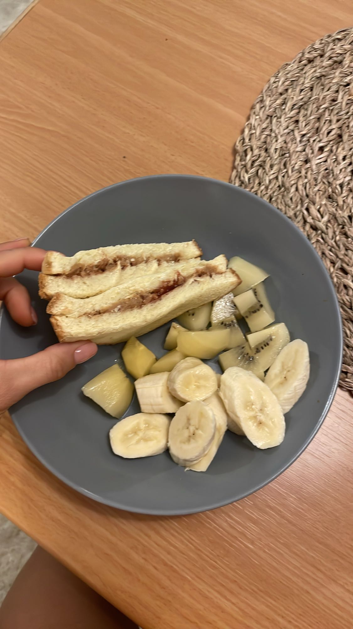 PB&J sandwich with fruit