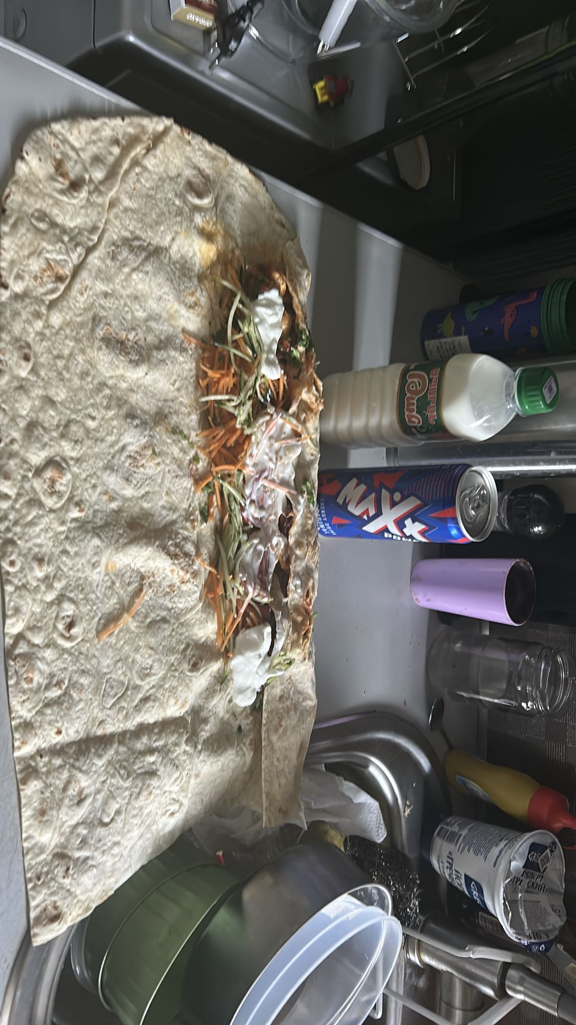 Large Lavash Wrap with Chicken and Drinks