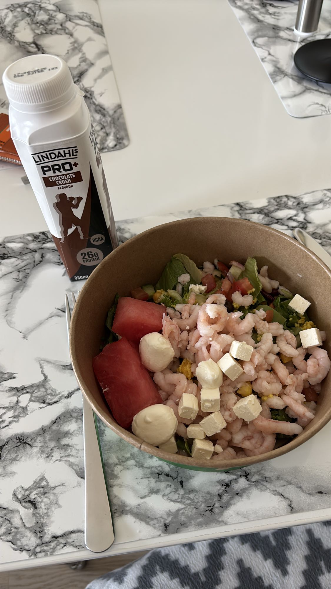 Räksallad med proteinshake