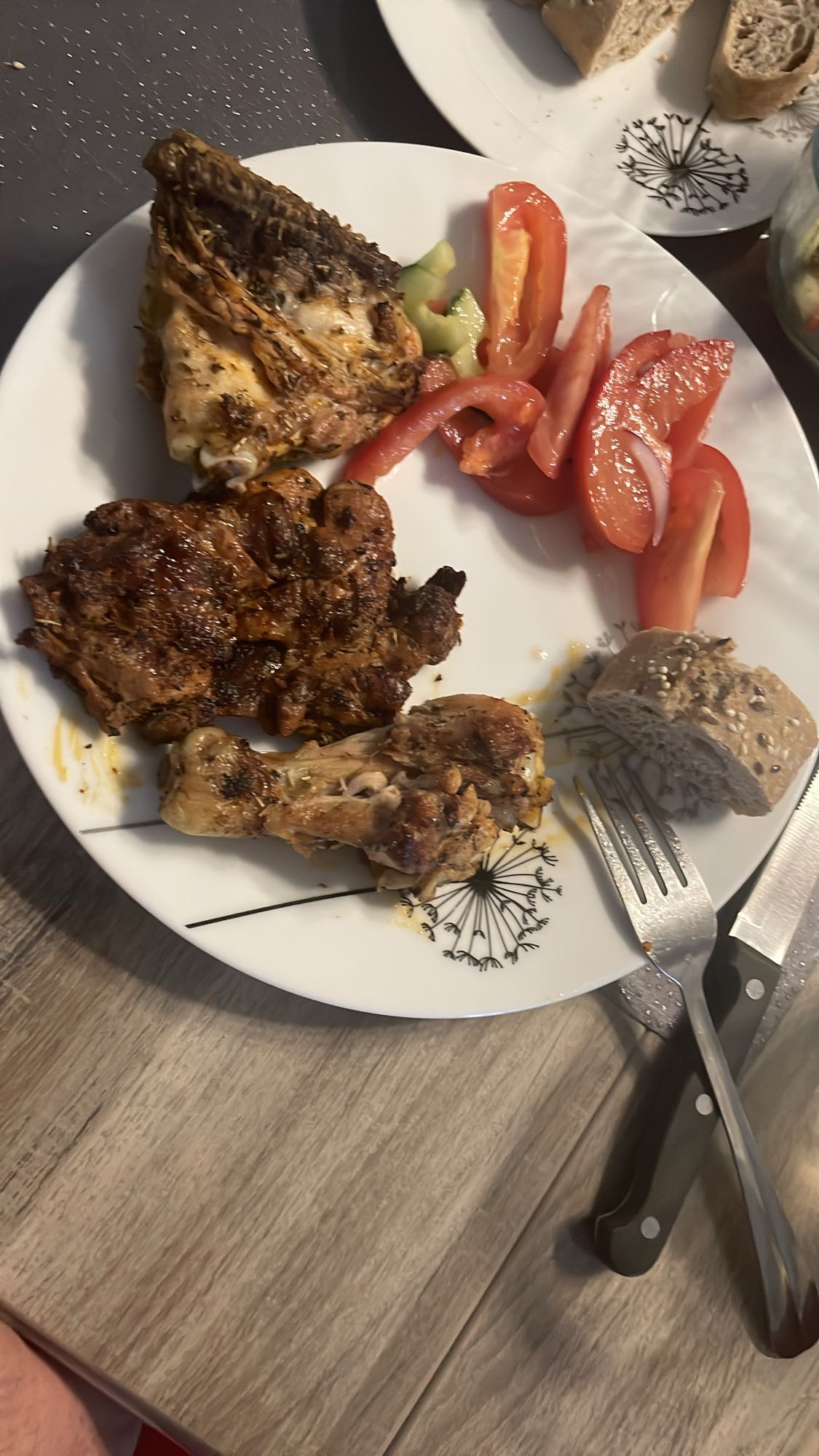 Poulet grillé et légumes