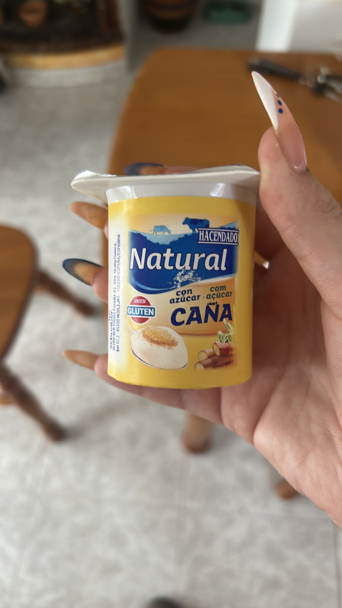 Yogur con azúcar de caña