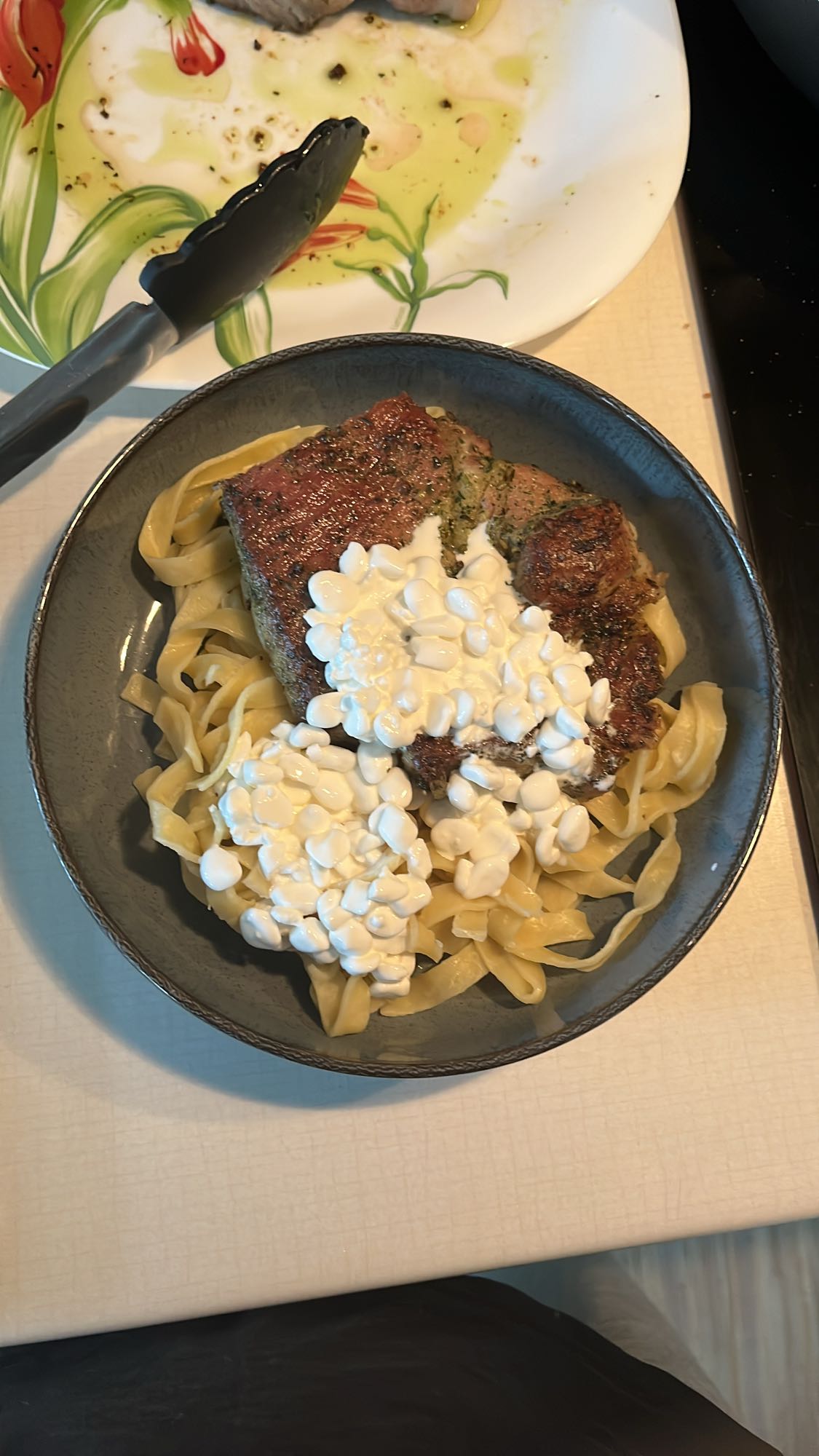 Steak Pasta with Cottage Cheese