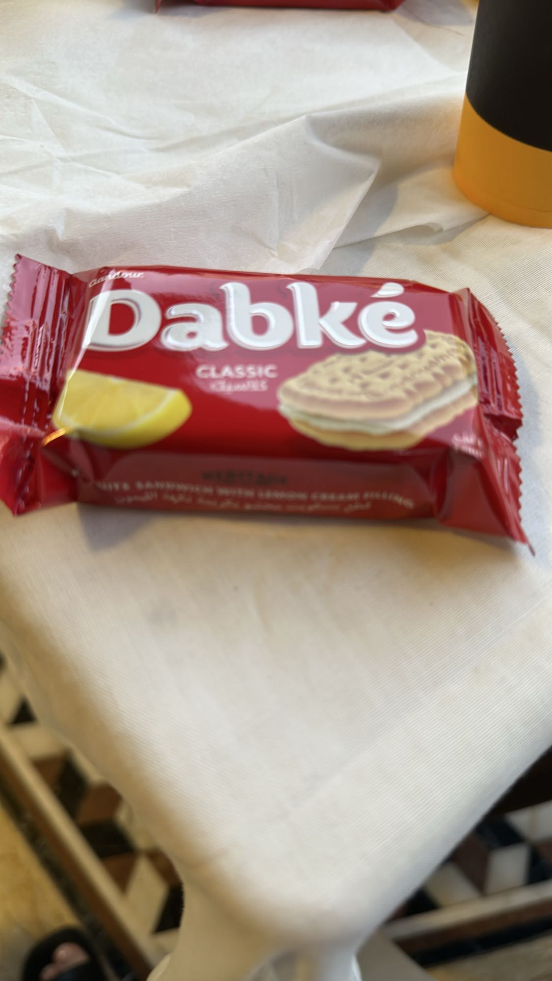 Lemon cream sandwich biscuit