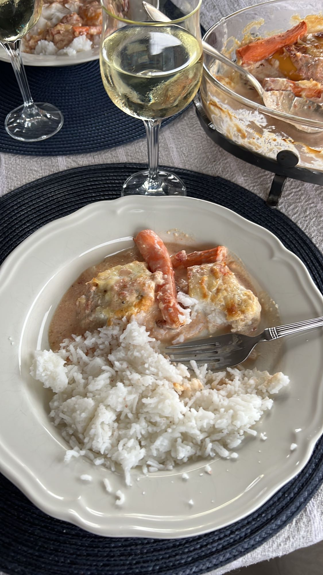 Gratinerad fisk med ris