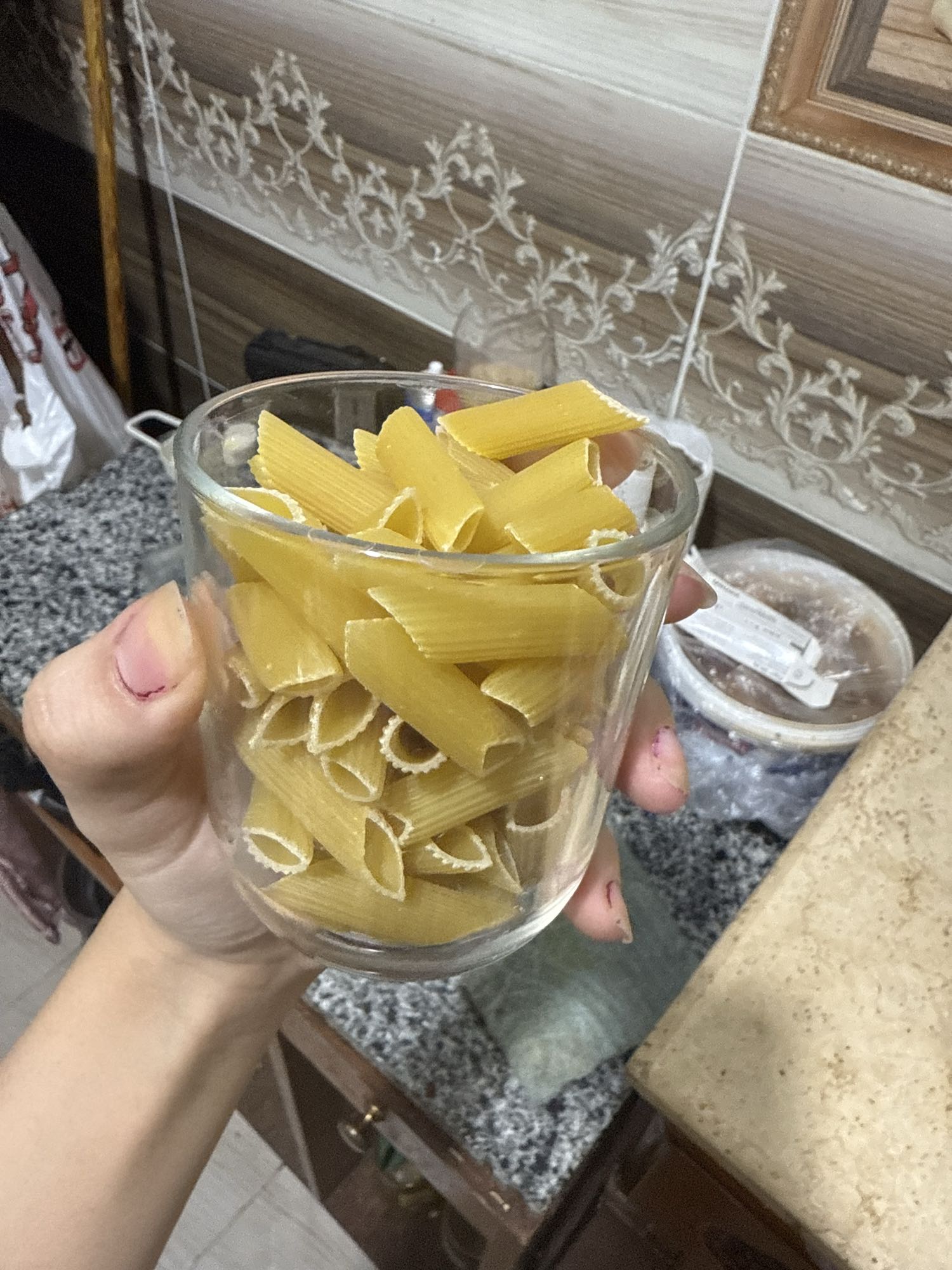 Dry Penne Pasta in Glass