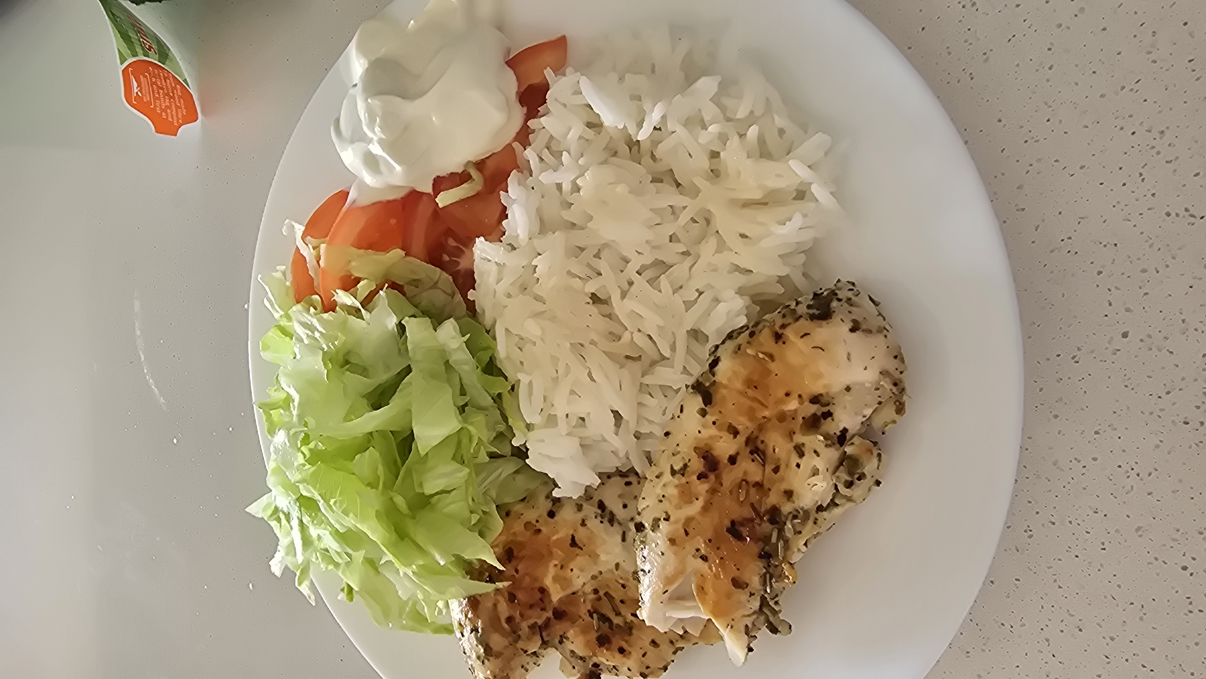 Chicken rice salad plate