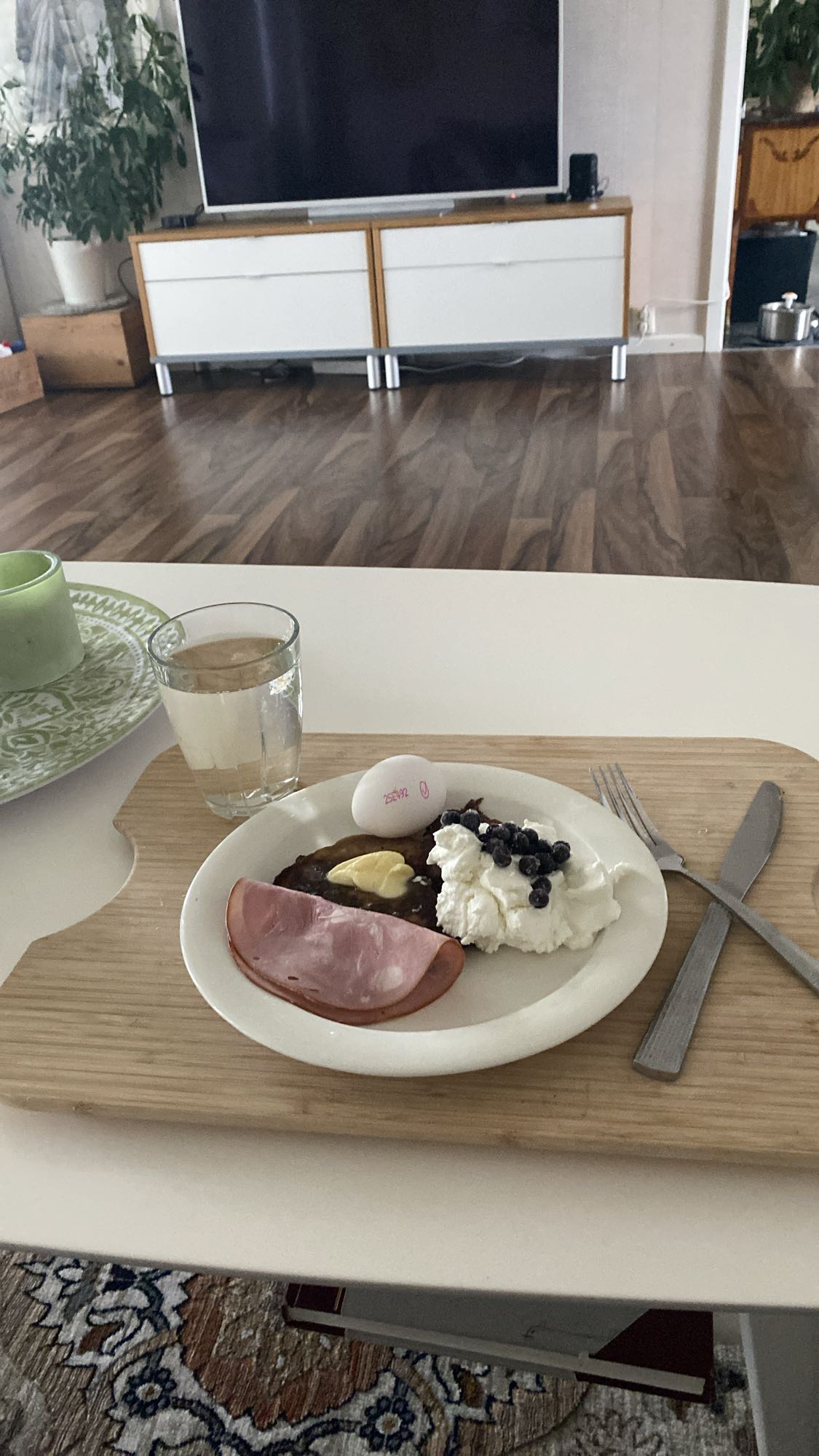 Protein och banan/havregrynspannkaka kvarg 1ägg med keso