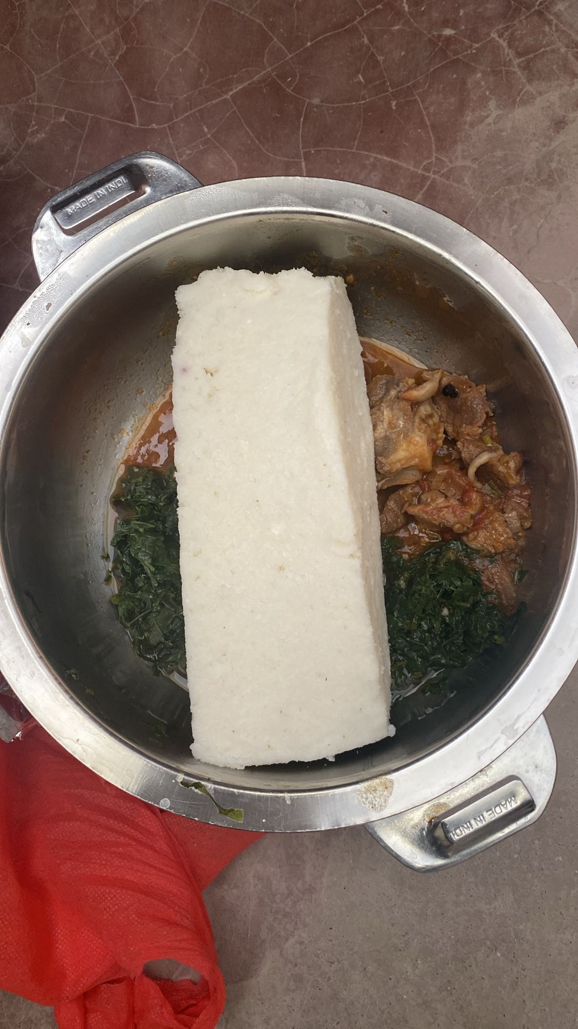 Ugali with beef & greens