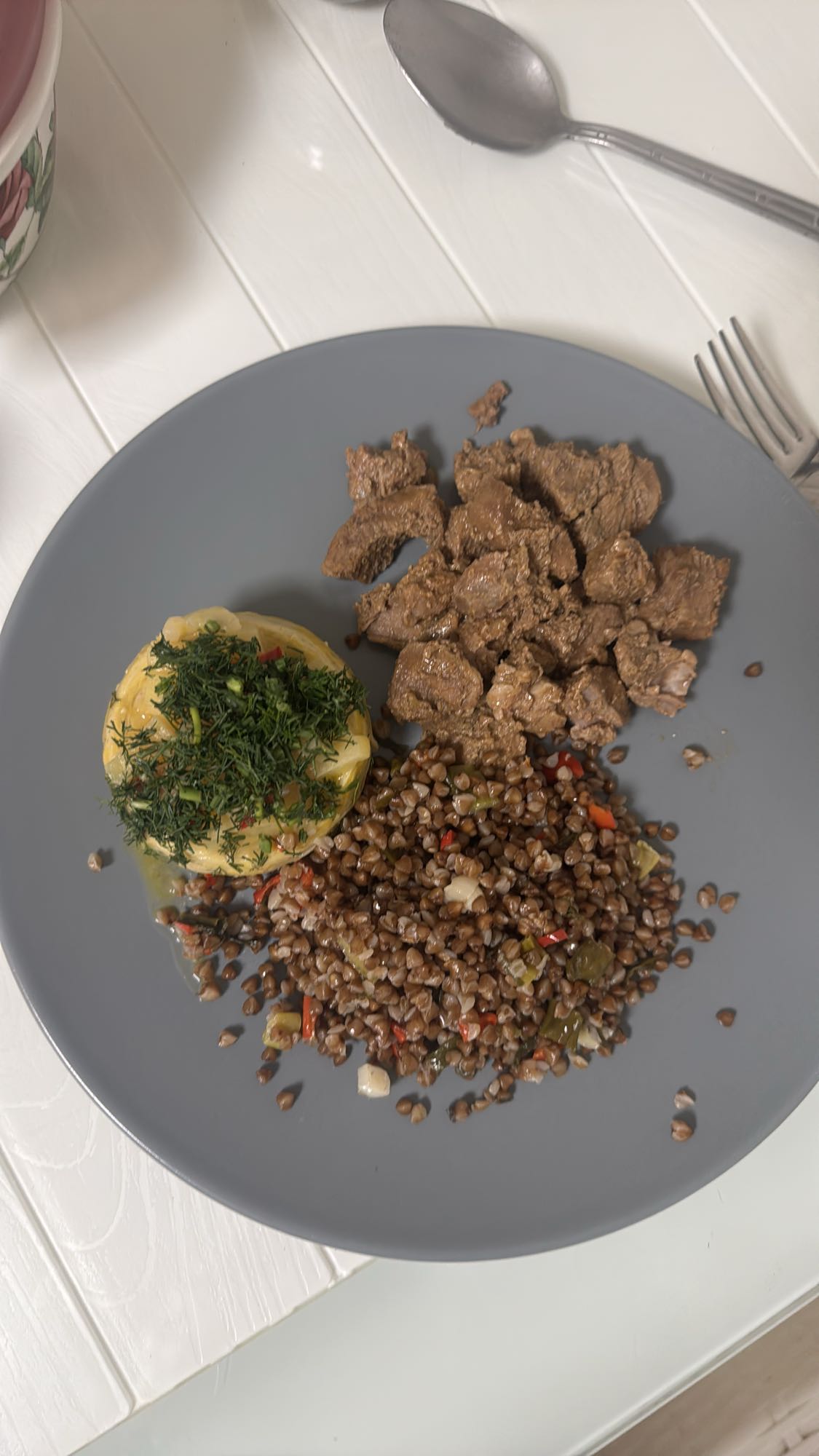 Гречка с мясом и овощами