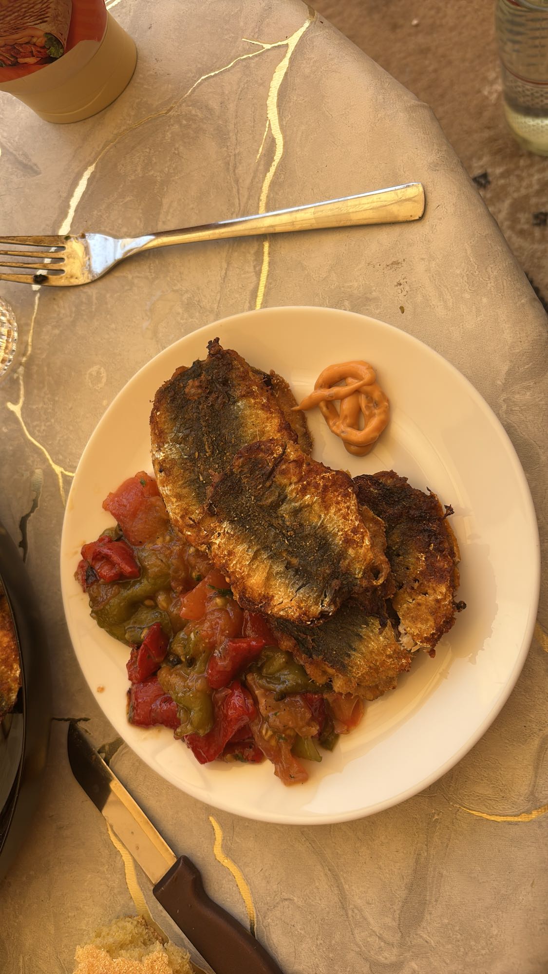 Sardines panées et légumes