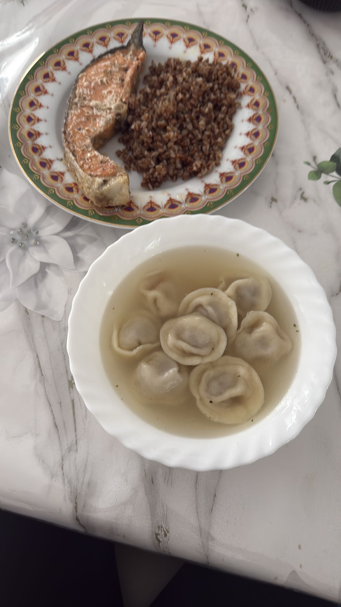 пельмени с рыбой и гречкой