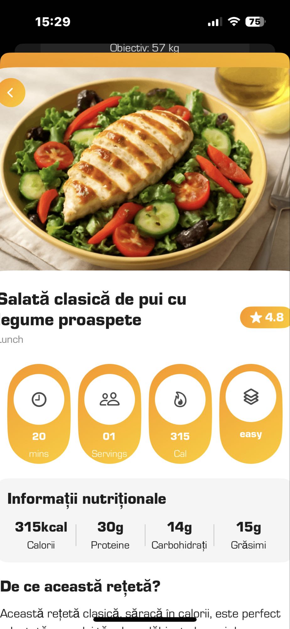 Salată pui cu legume