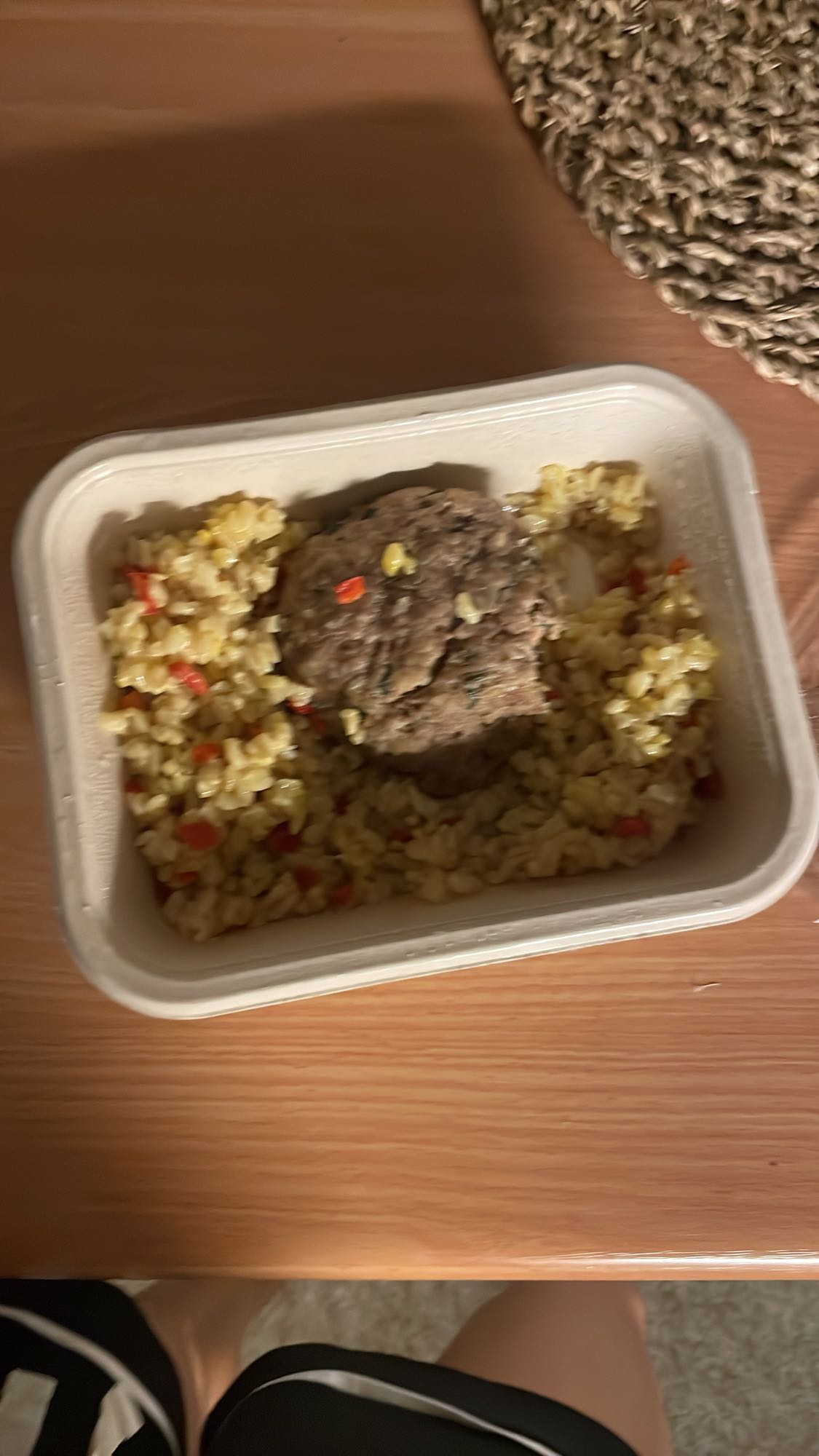 Beef patty with rice