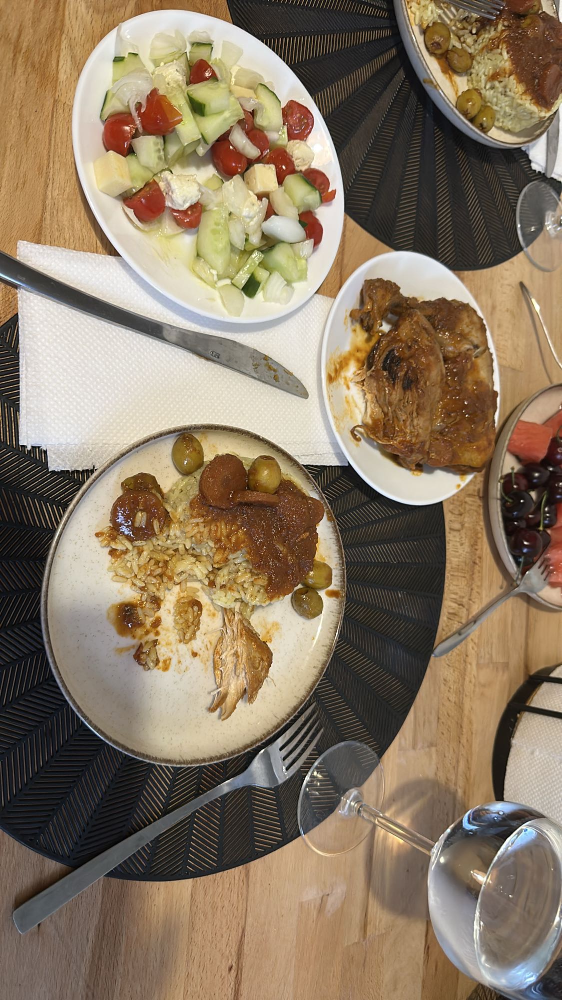 Riz, poulet et salade