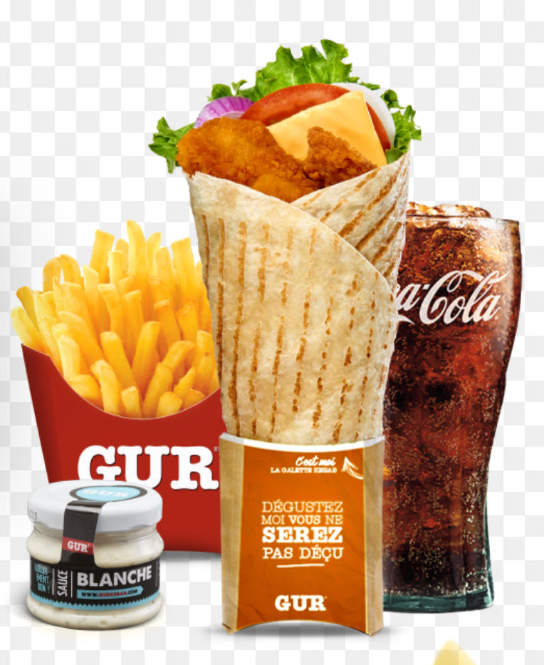 Menu wrap poulet frites soda