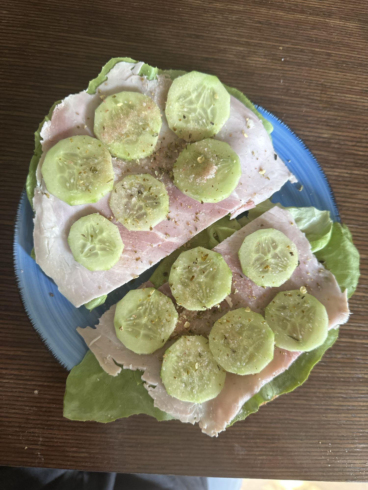 Ham cucumber lettuce wrap