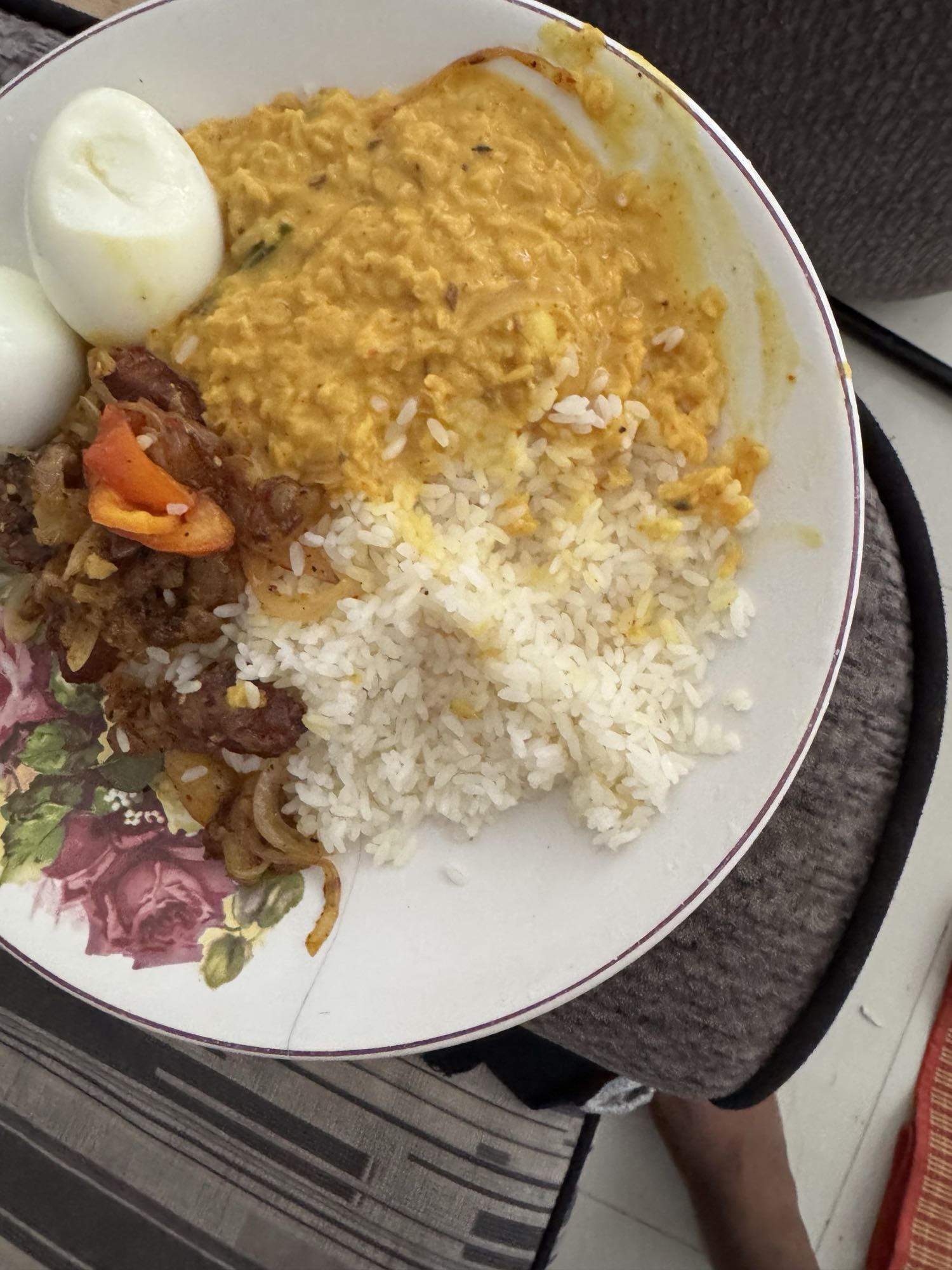 Rice with dhal and egg