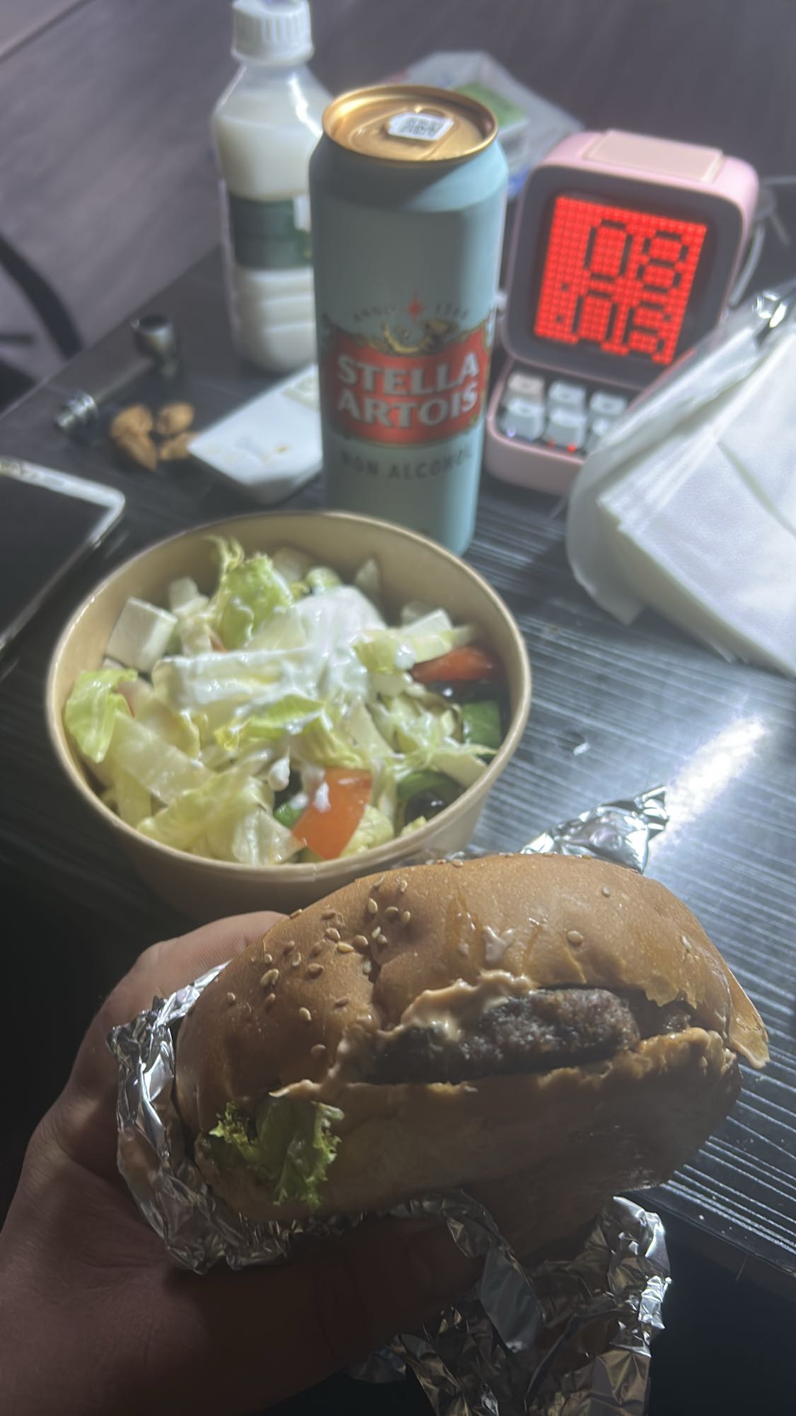 Burger and salad combo