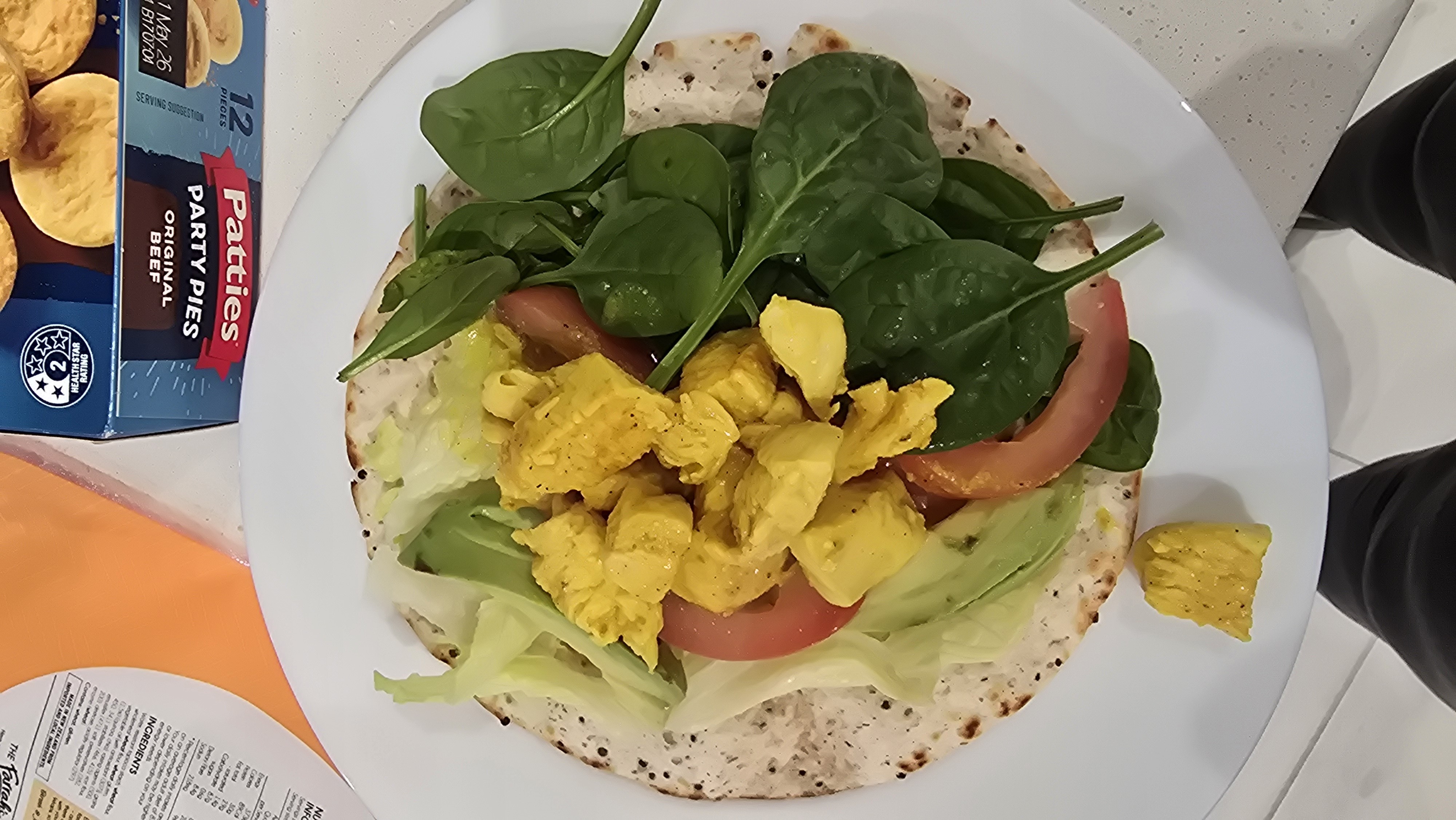 Chicken veggie flatbread wrap