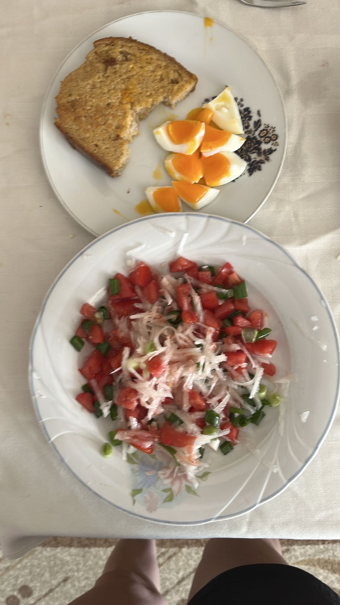 Eggs, Toast, Veggie Salad