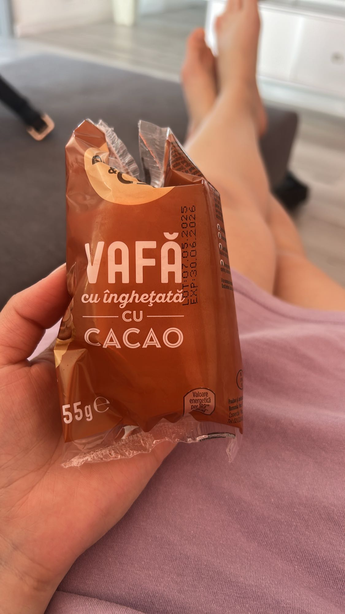 Vafă cu înghețată cacao