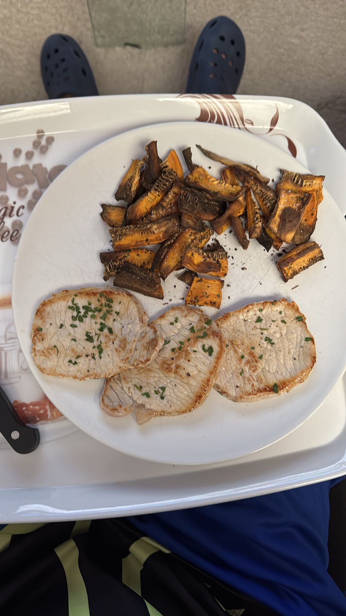 Cerdo a la plancha y boniato airfryer