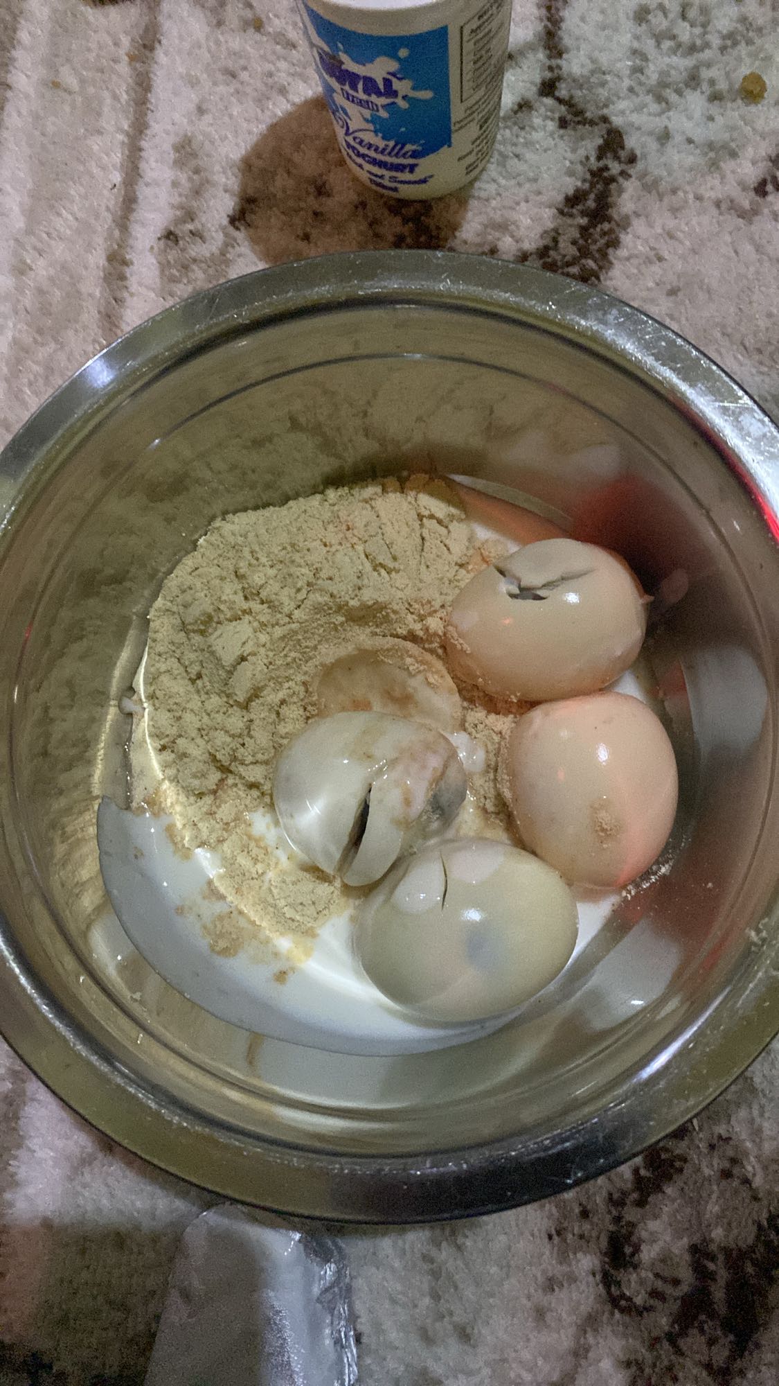 Egg flour milk mix