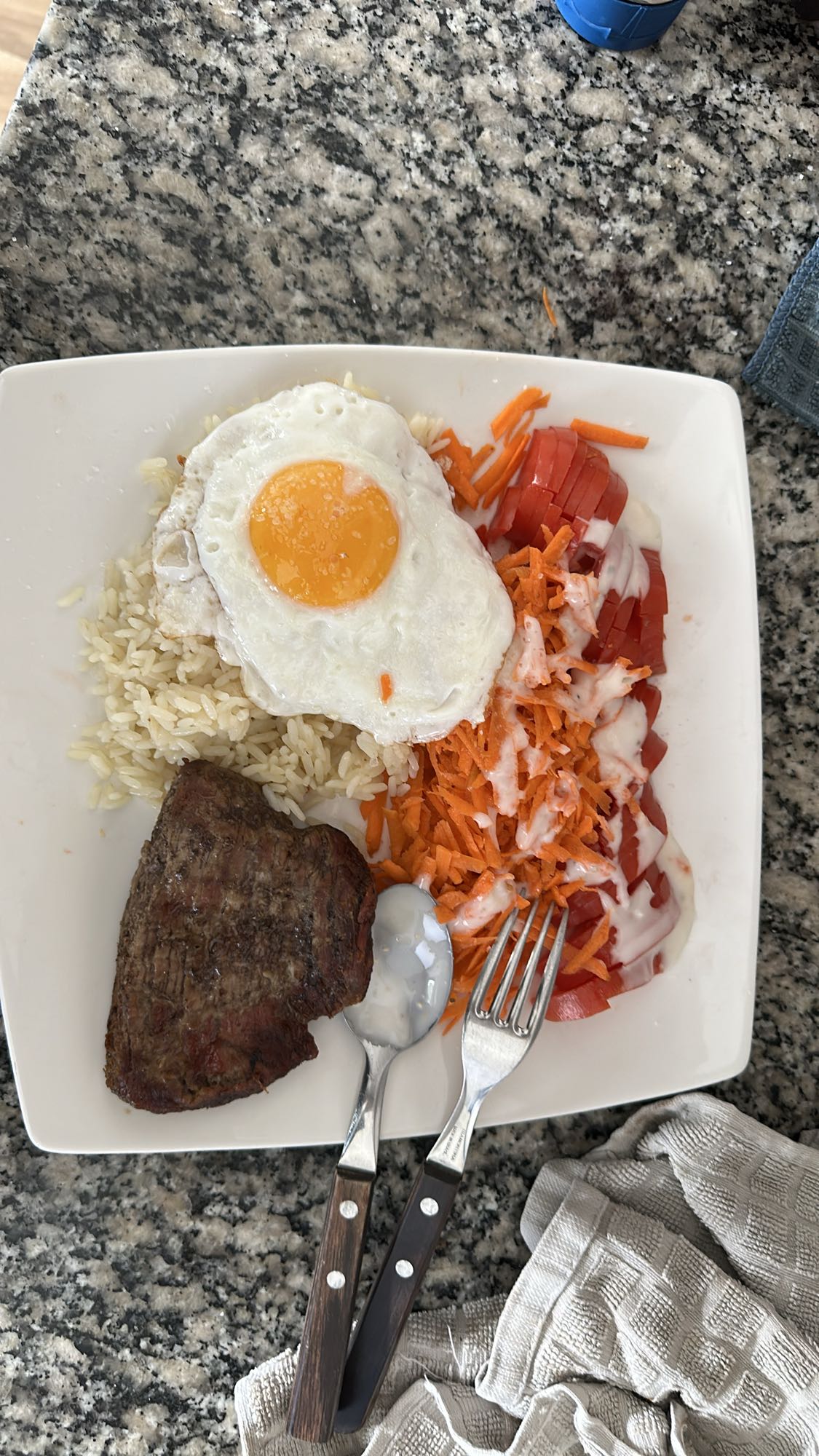 Plato con carne y huevo