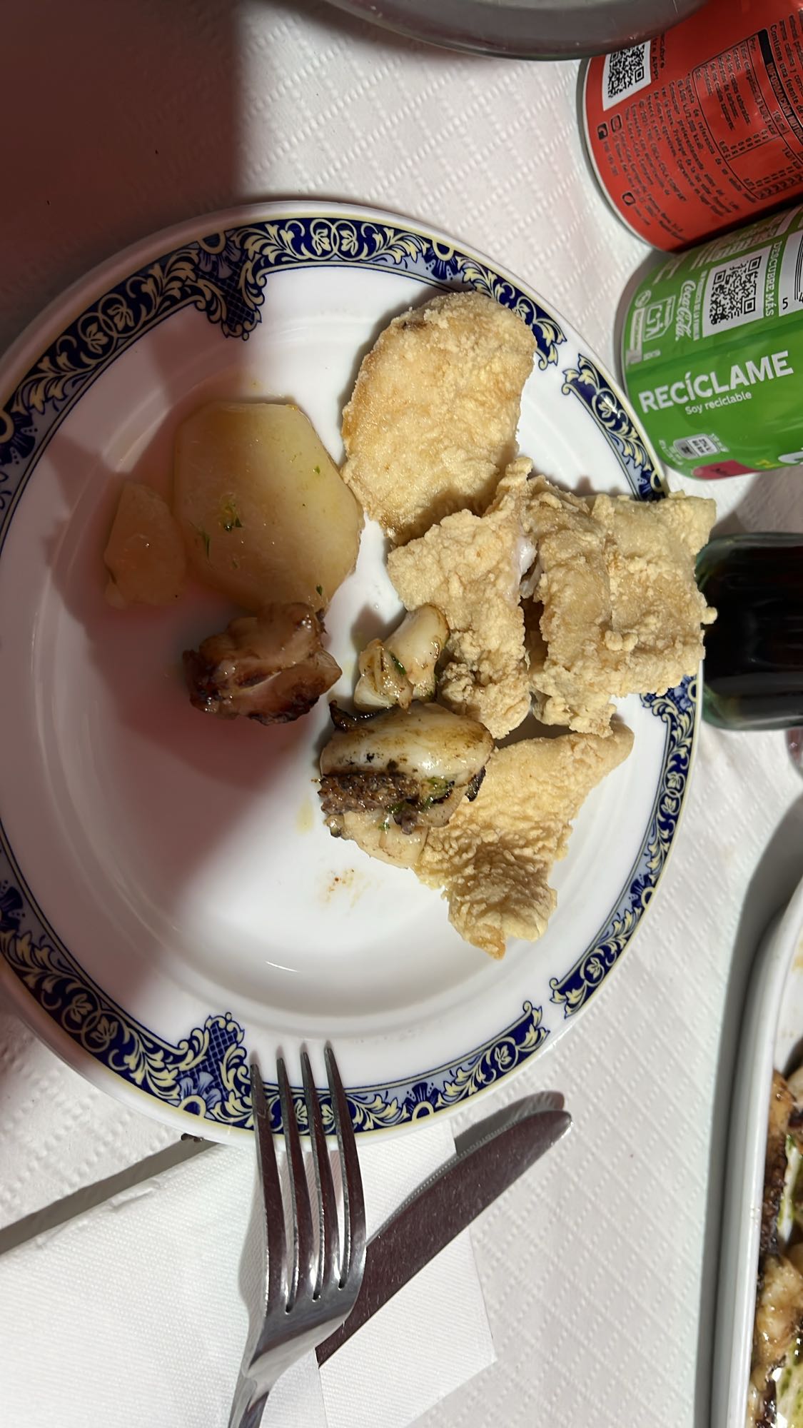 pescado frito y pulpo