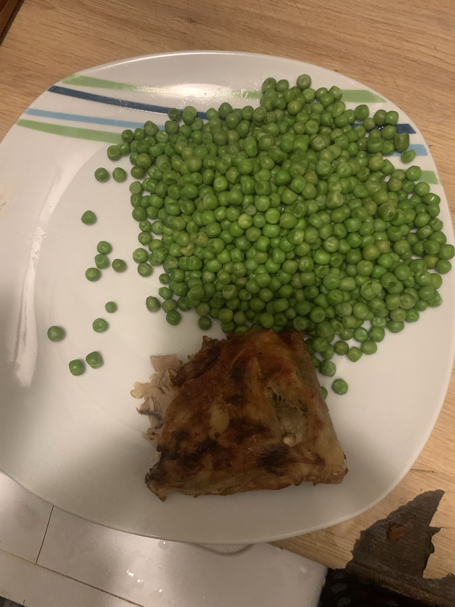 Poulet rôti et petits pois