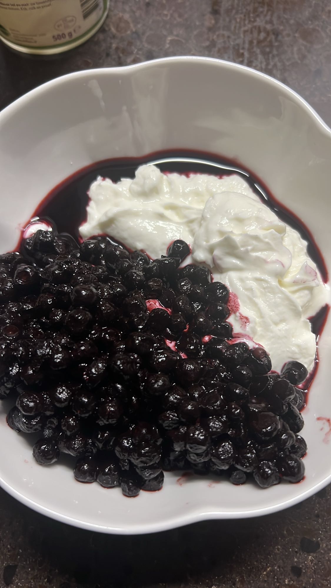 Yoghurt met bosbessen