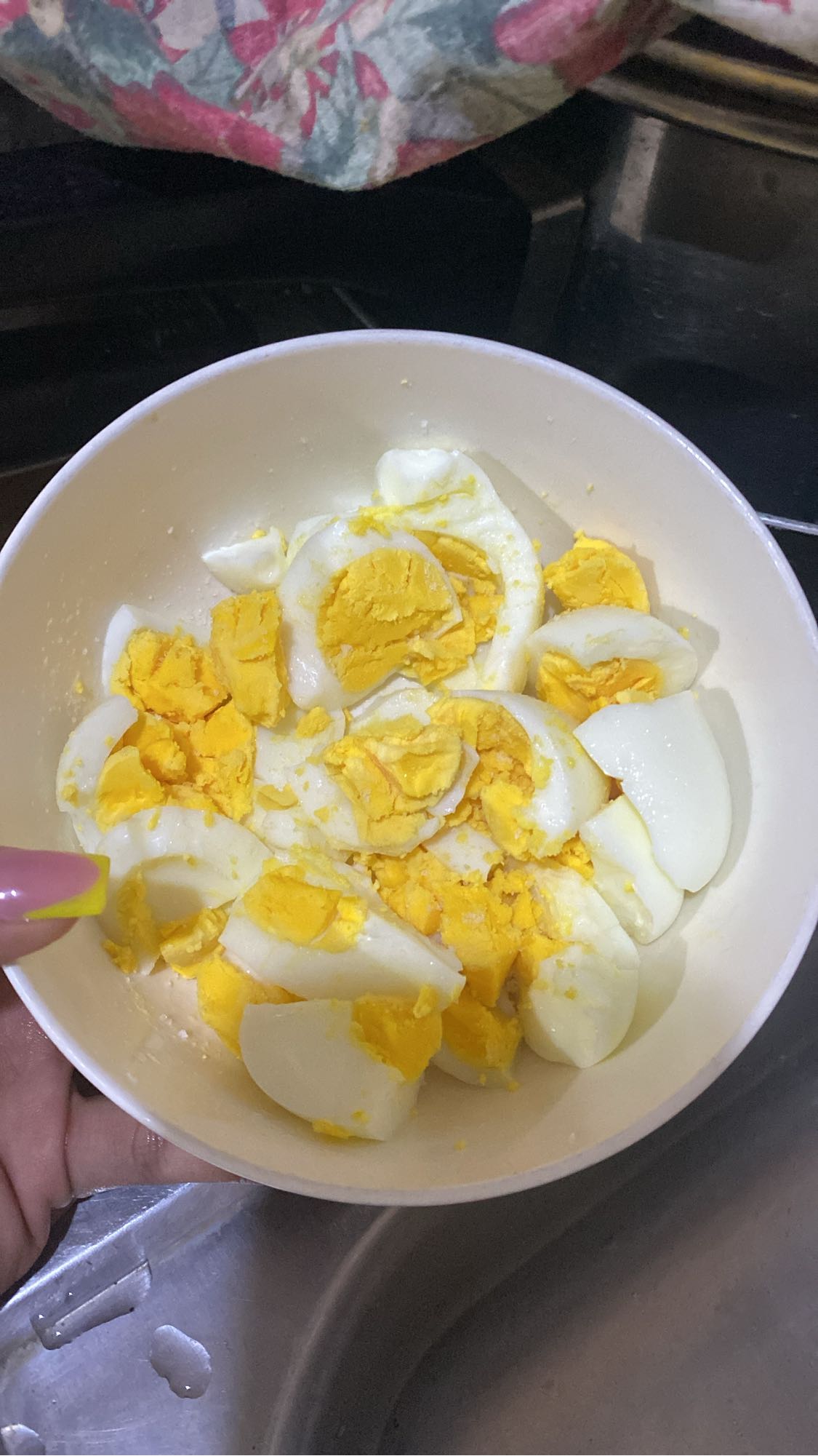 Huevos cocidos picados
