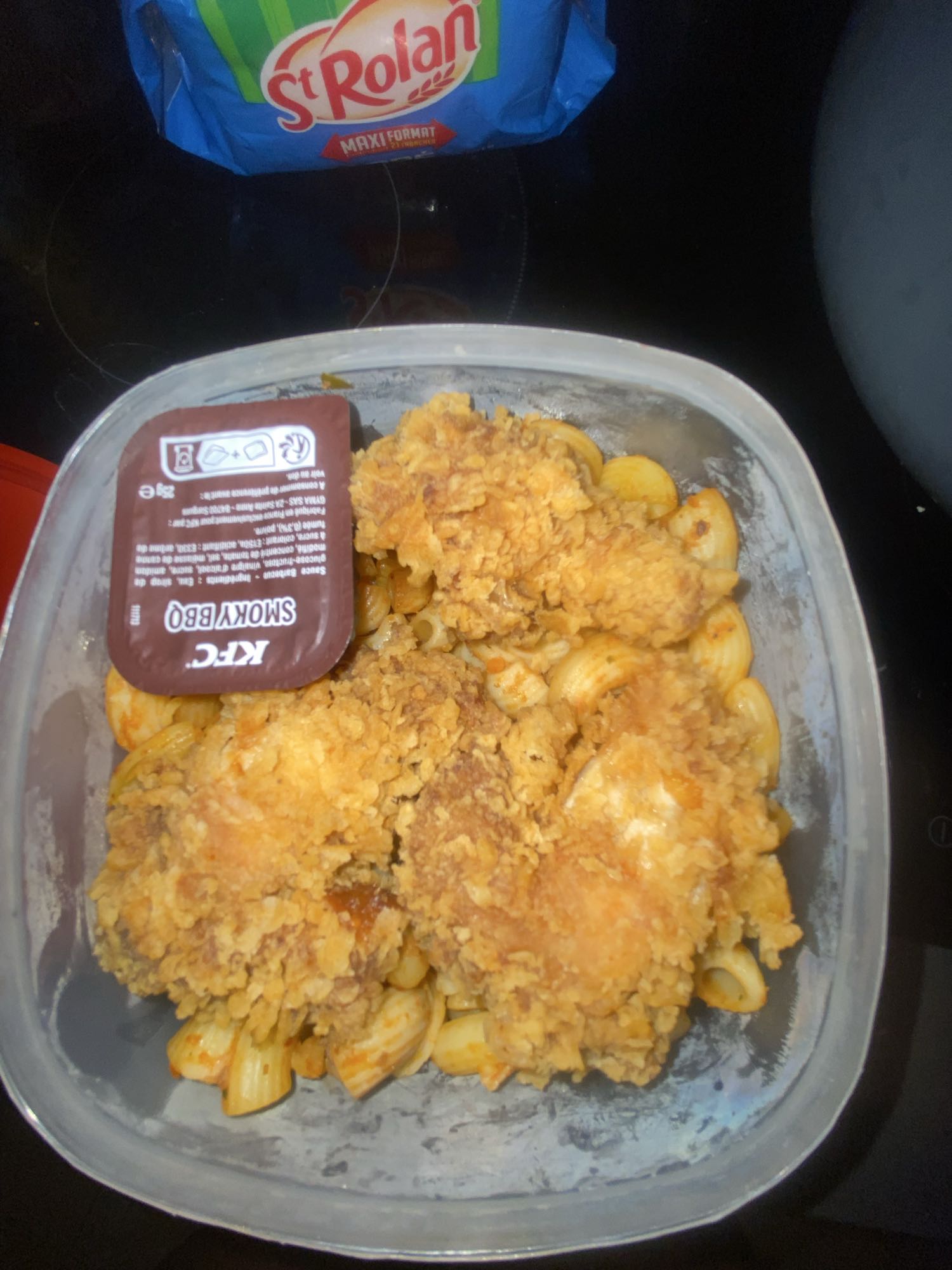 Pâtes et poulet frit