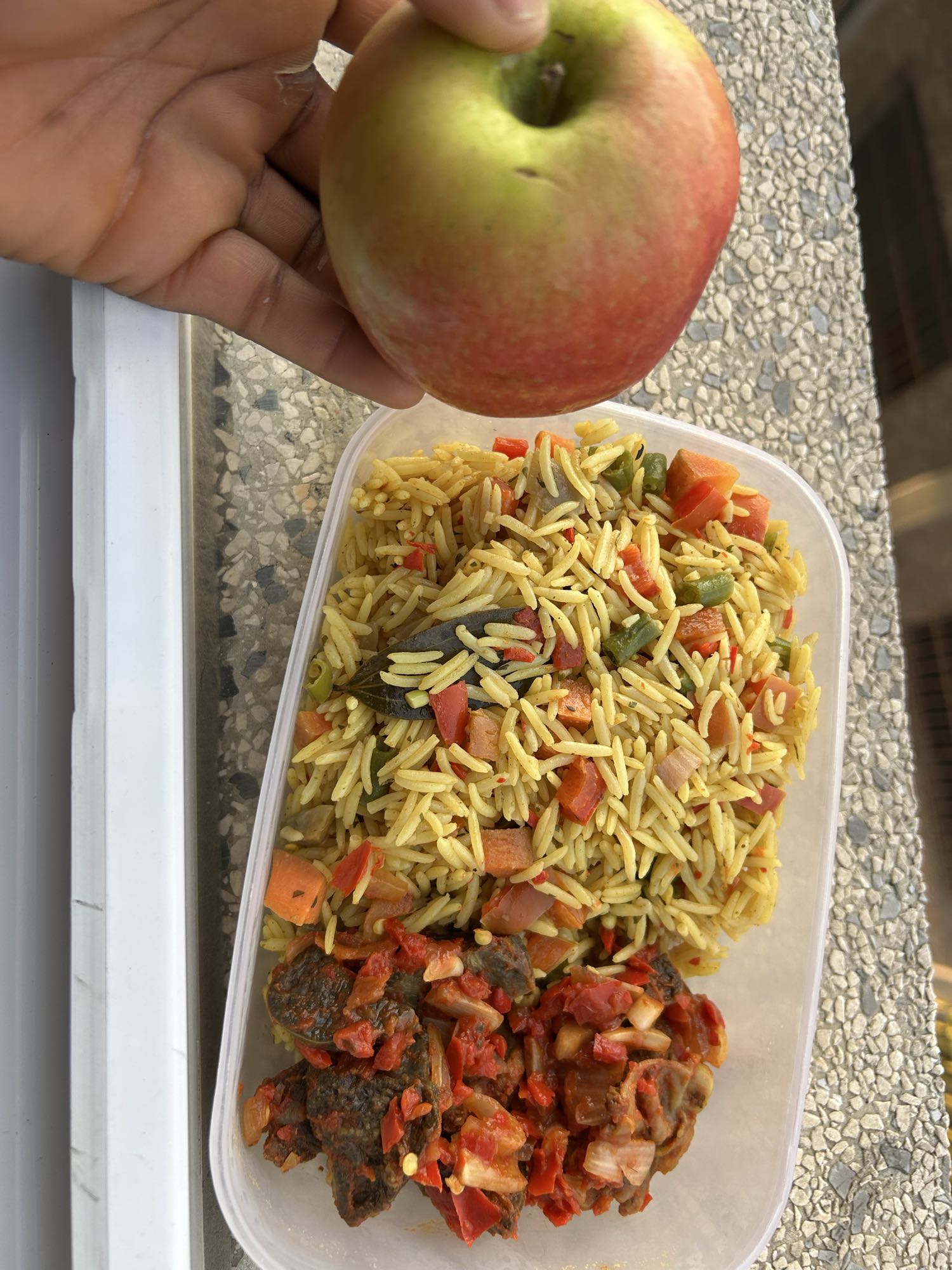 Rice with beef & apple