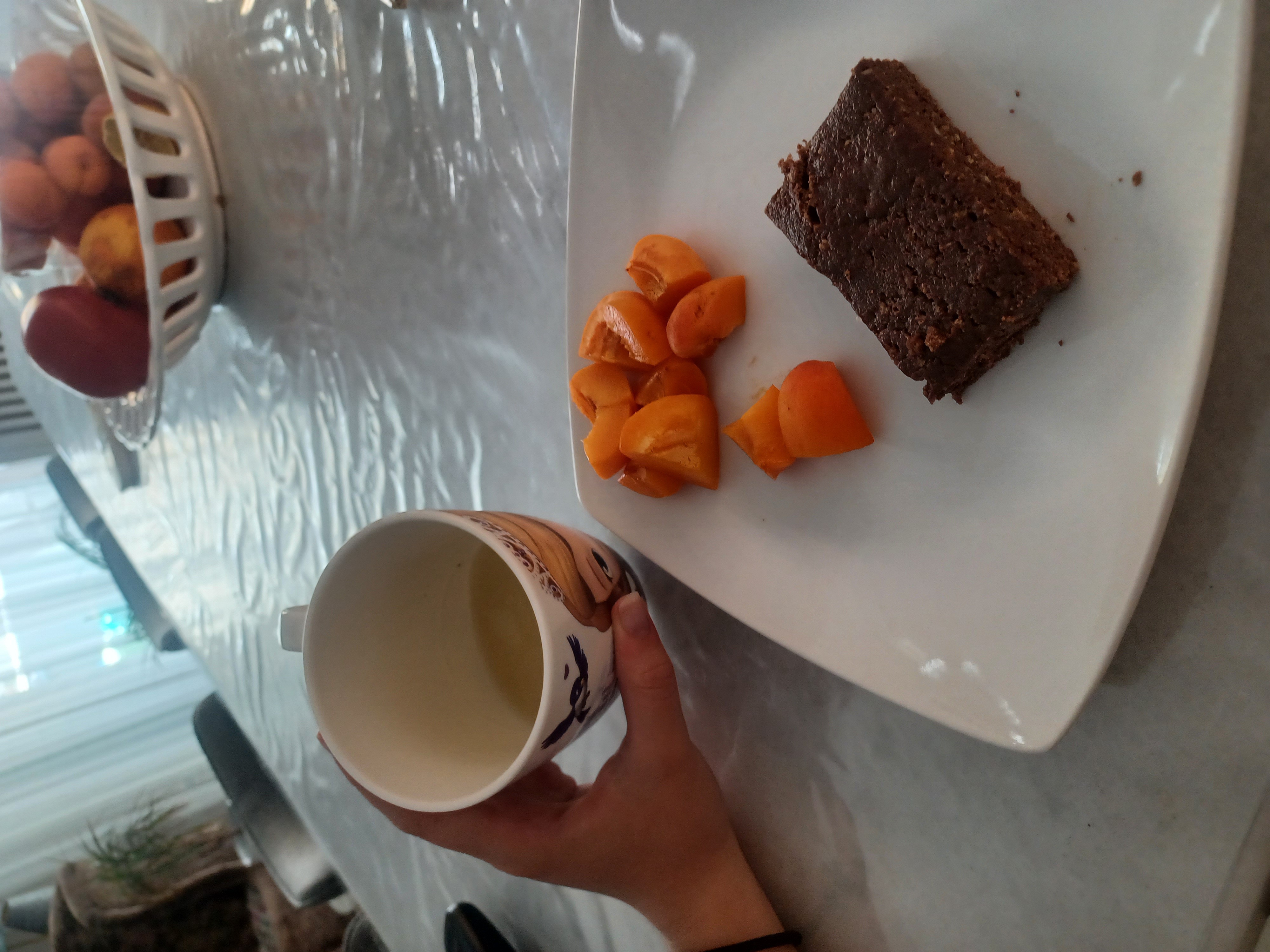 Brownie and fruit plate