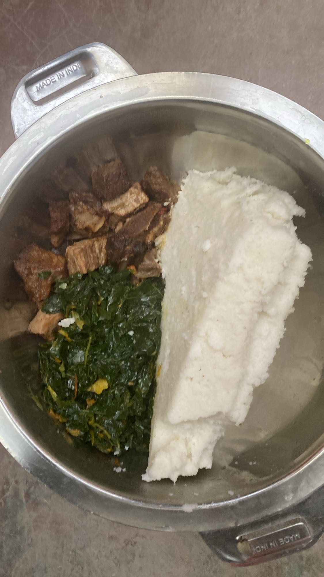Beef, greens & ugali