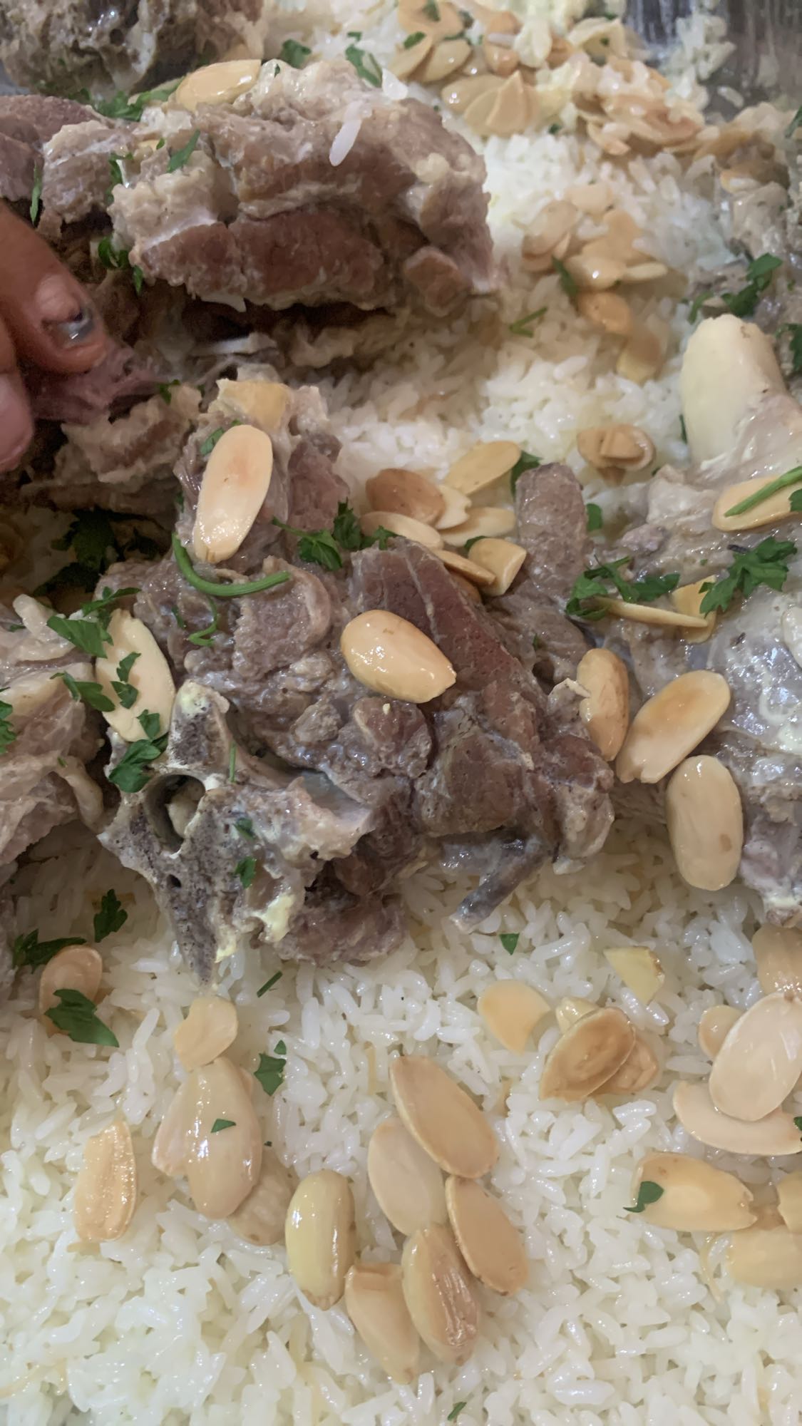 Lamb rice with almonds