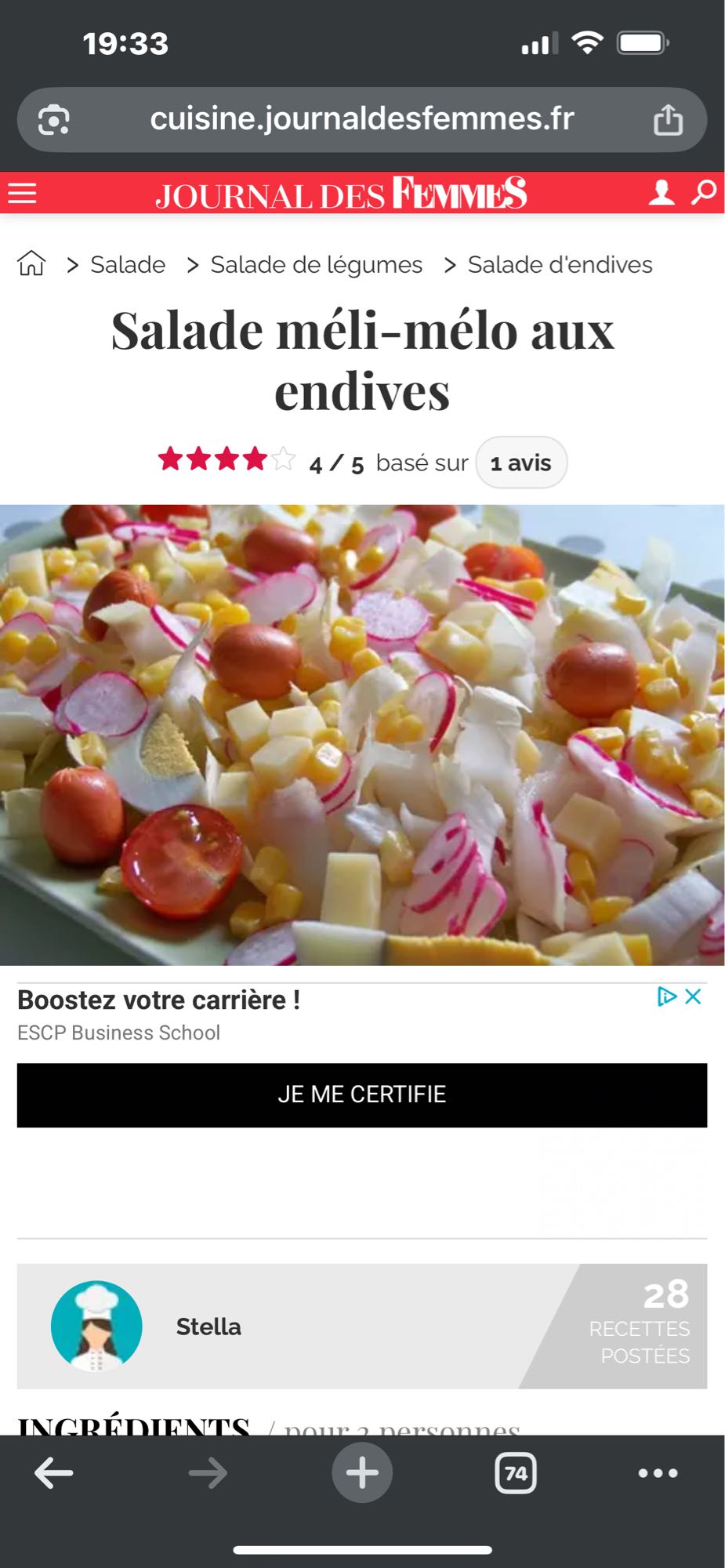 Salade endives méli-mélo