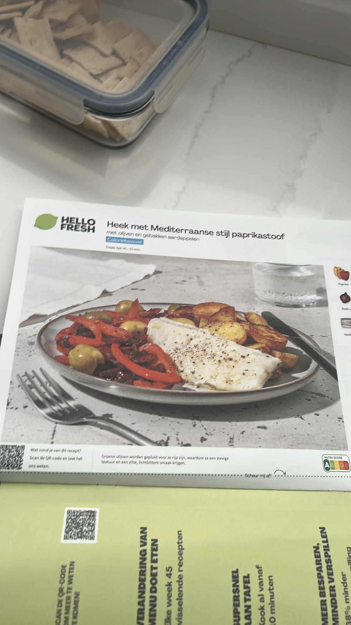 Heek met paprika en aardappel