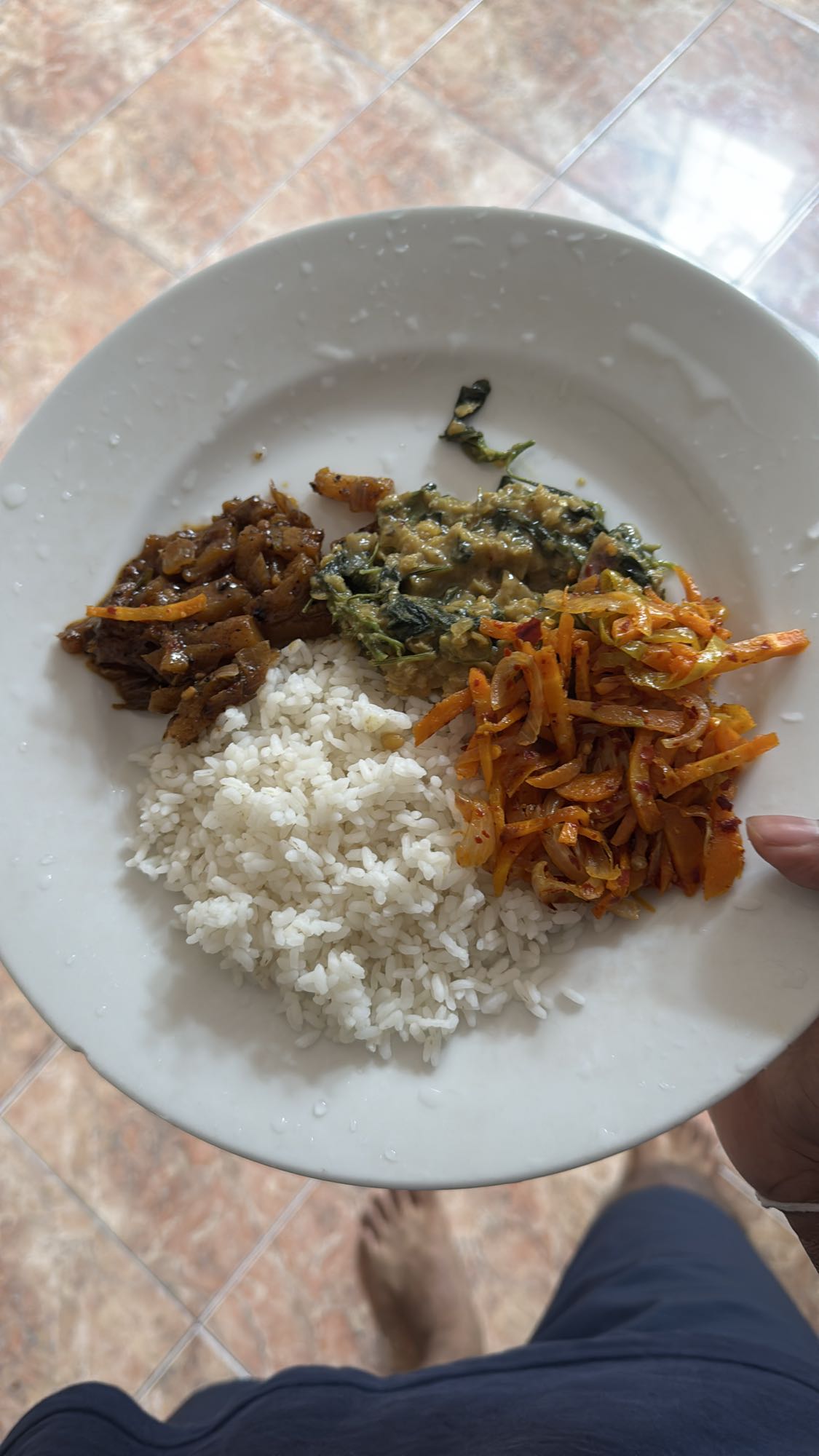 Rice with veggie sides