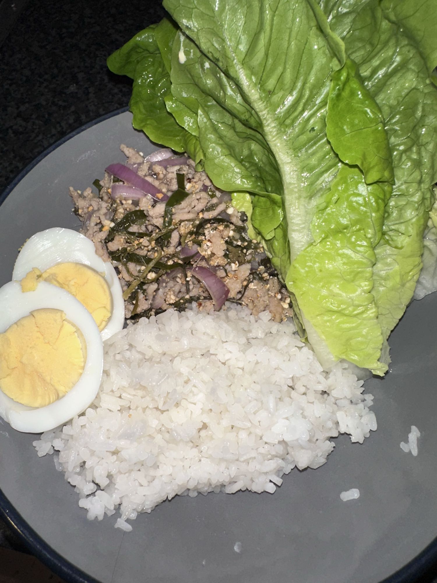 Rijst met ei en sla