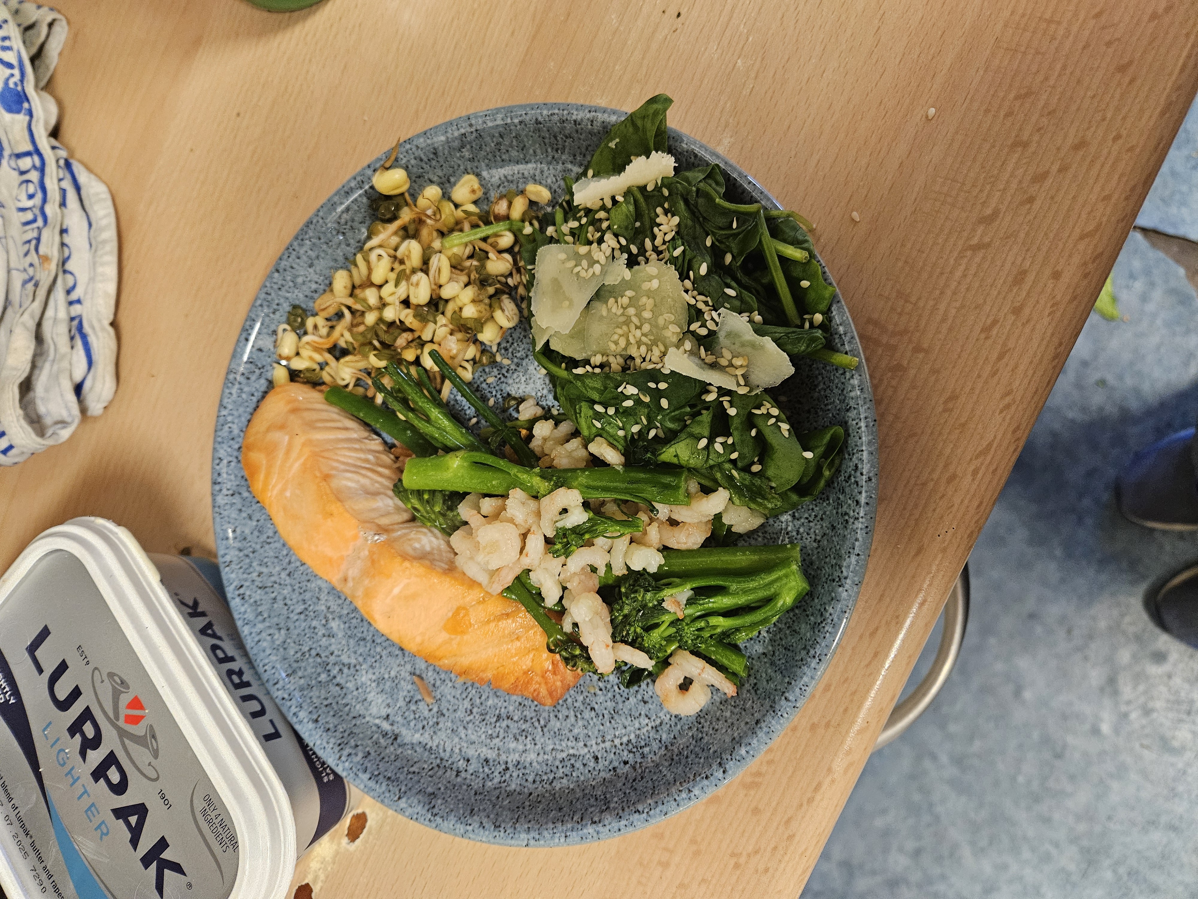 Salmon and greens plate