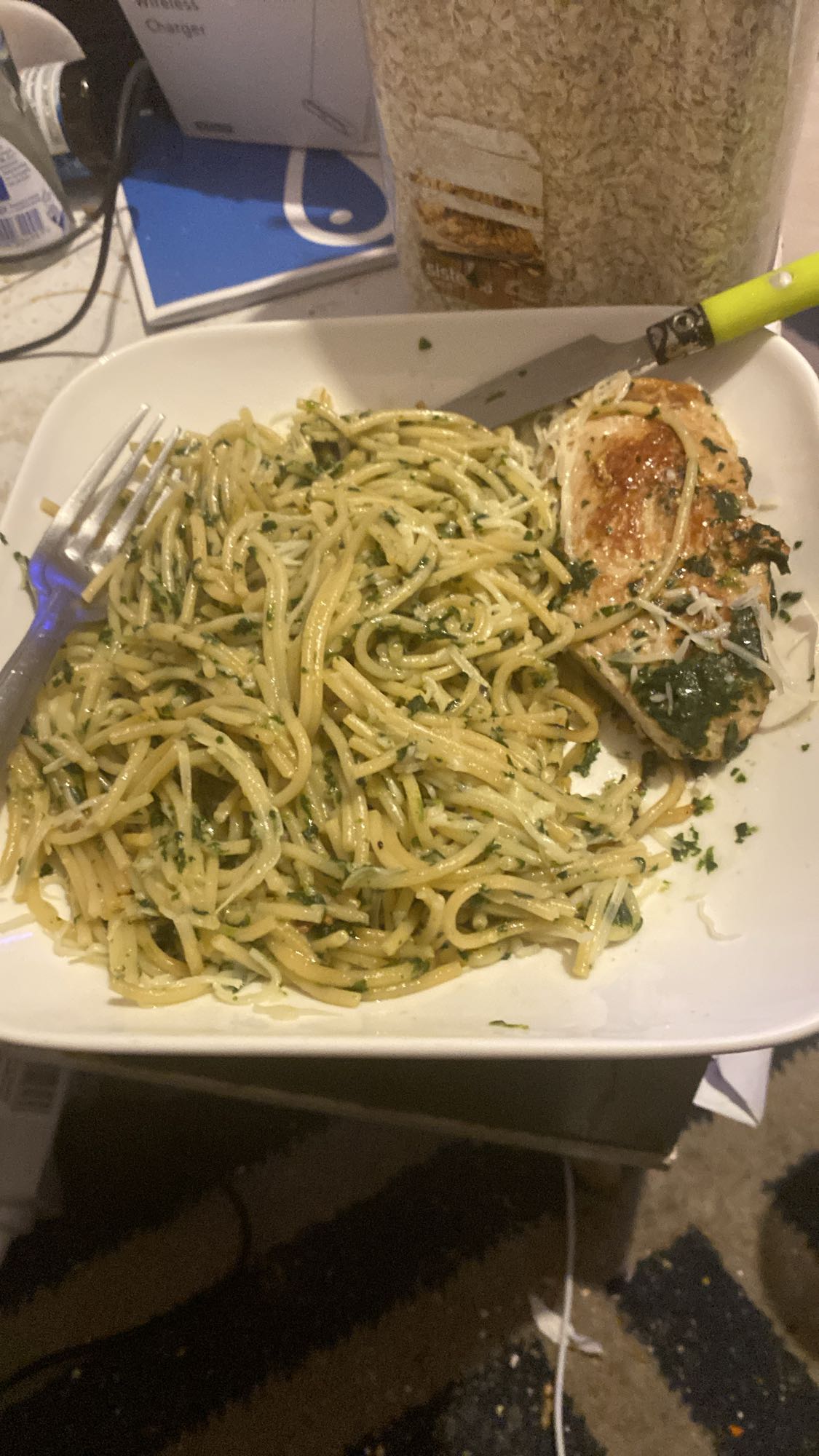 Poulet et pâtes au pesto
