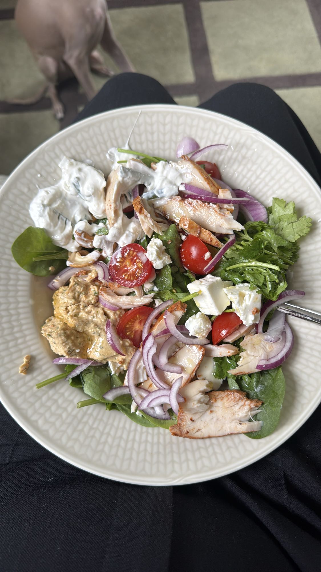 Kycklingsallad med såser