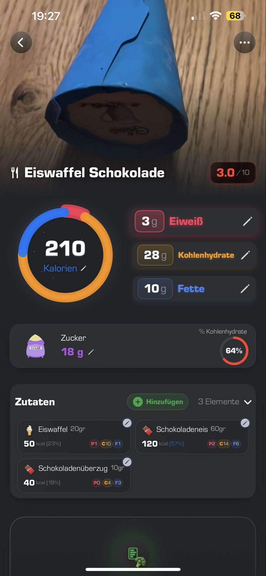 Eiswaffel Schokolade