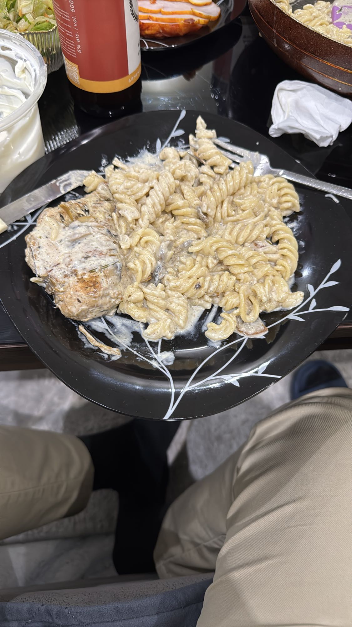 паста с курицей в сливочном соусе