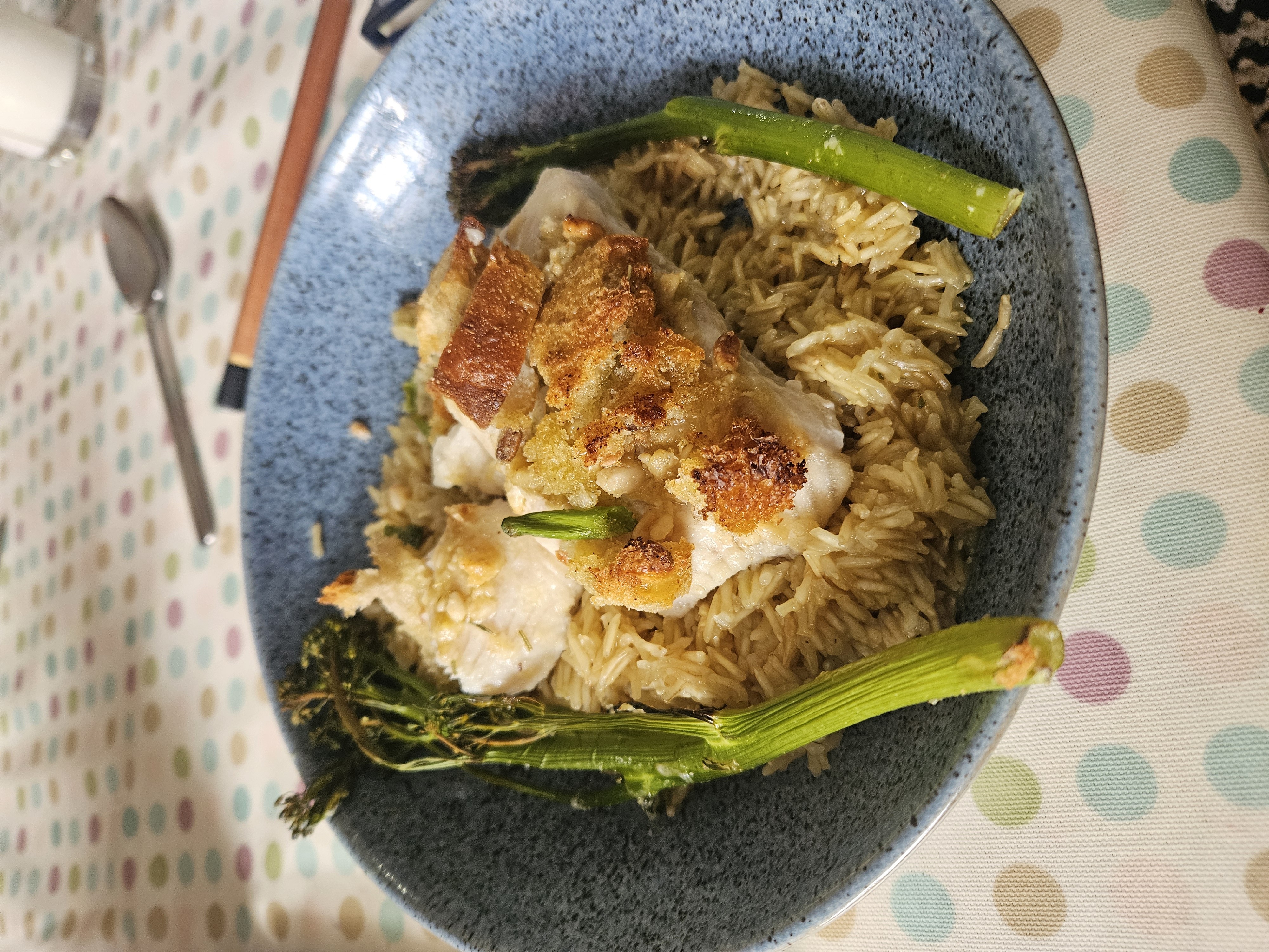 Chicken rice with broccolini